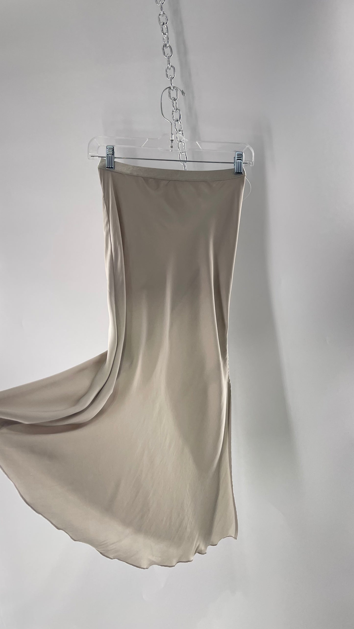 Free People Grey Satin Slip Skirt (XS)