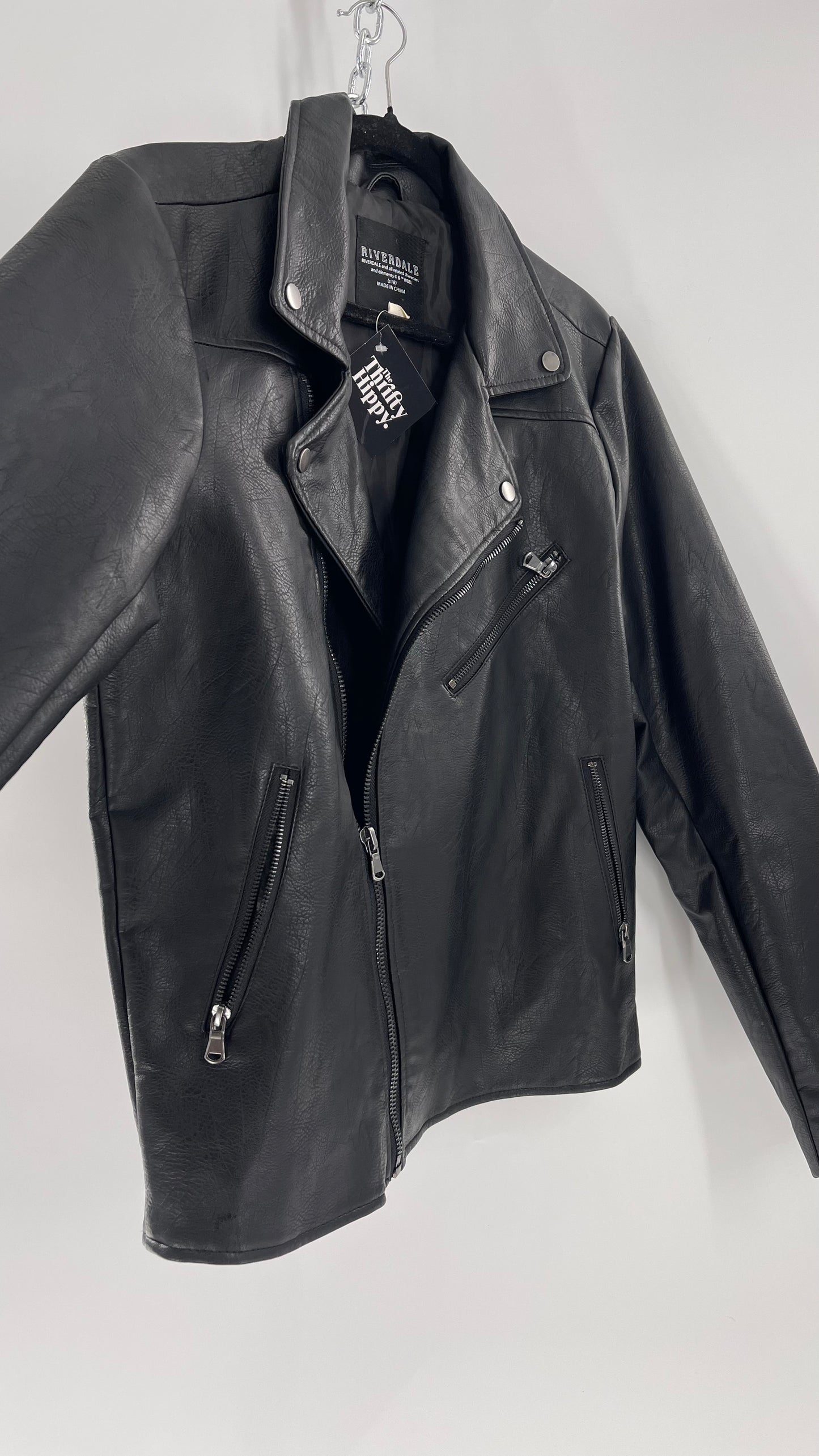 Riverdale Vegan Leather Jacket with Southside Serpents Embroidered Back (Medium)