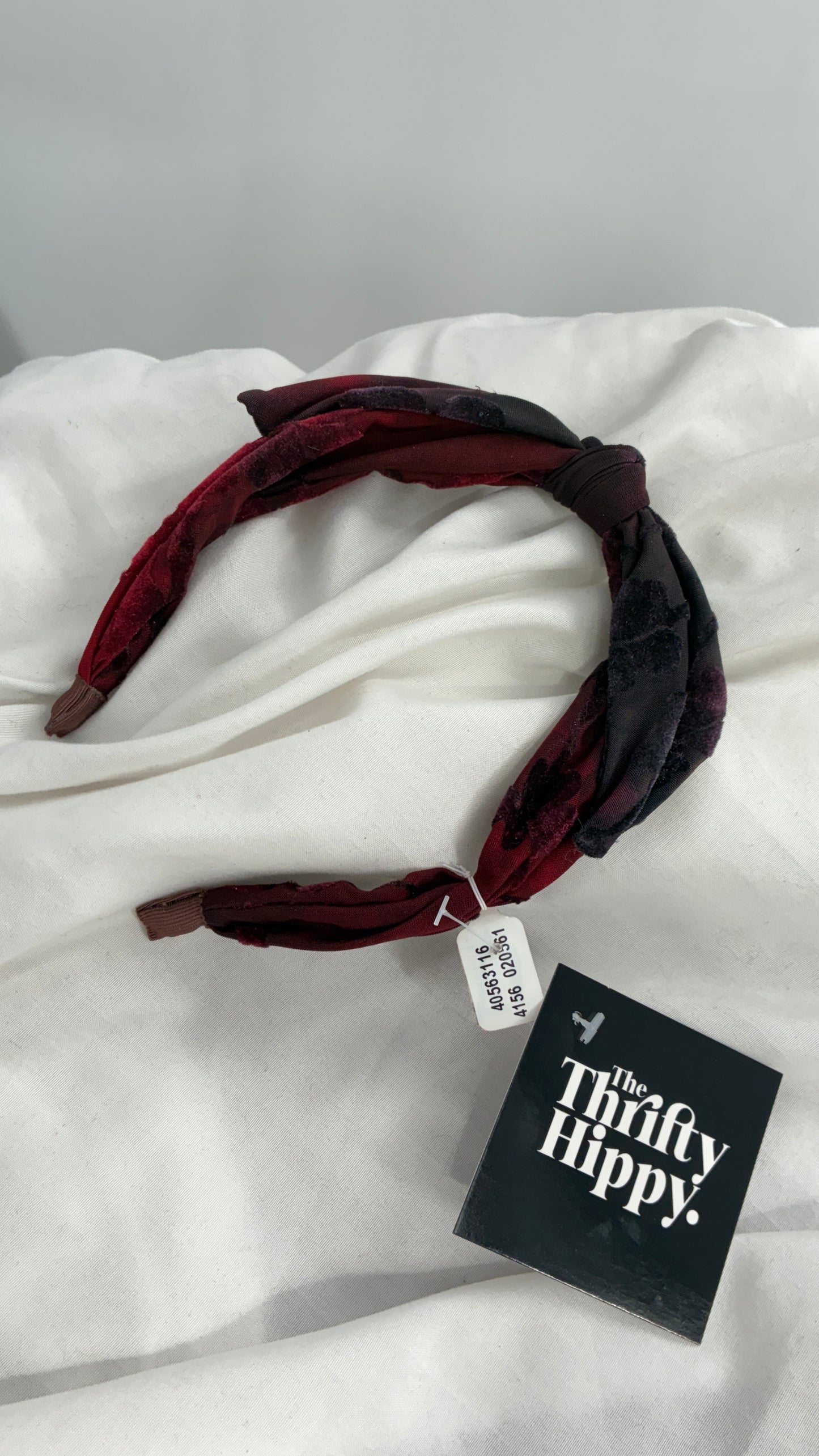 Free People Maroon Burgundy Velvet Headband with Tags Attached
