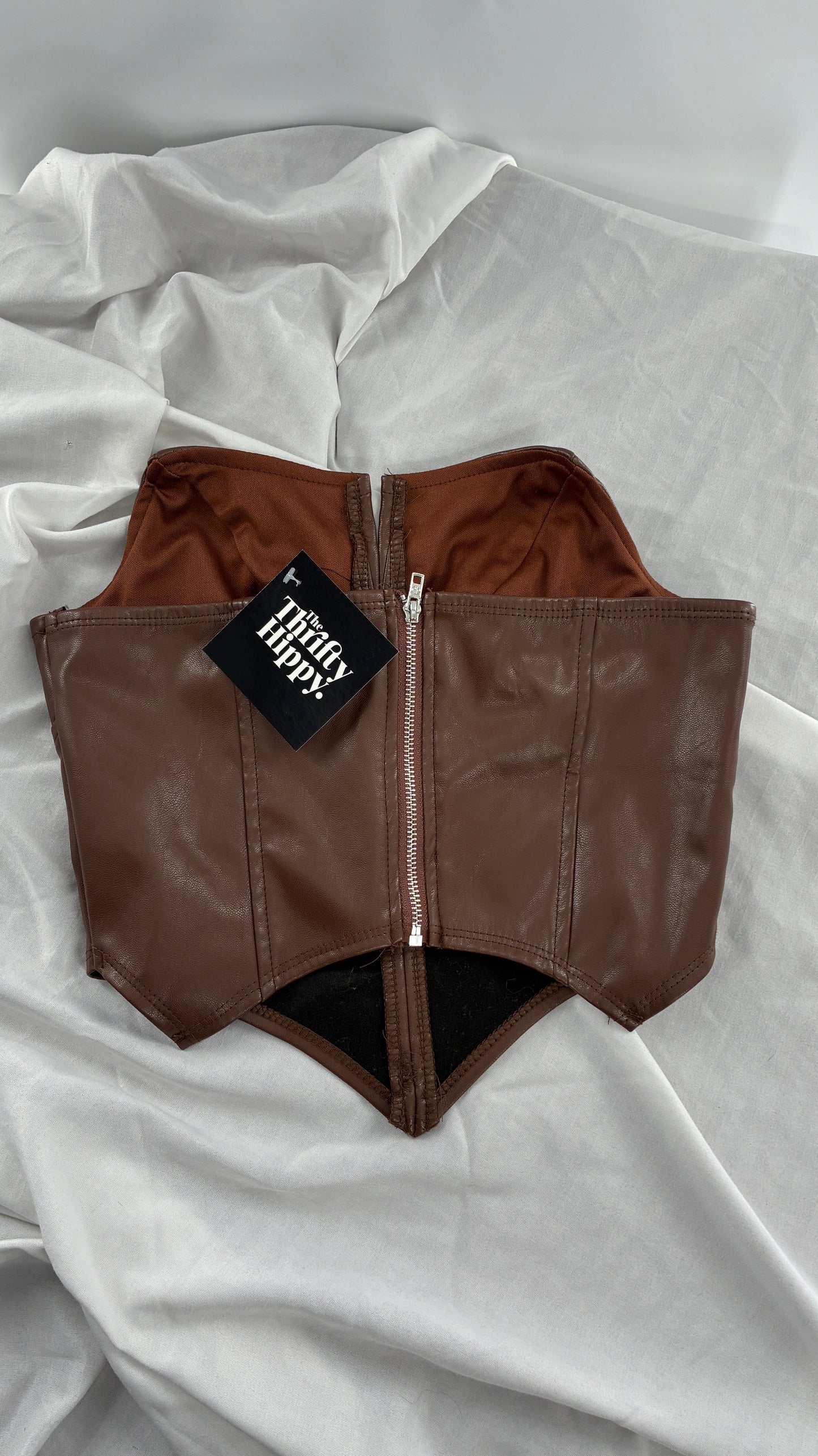 Vegan Leather Brown Pointed Corset (XS/2)