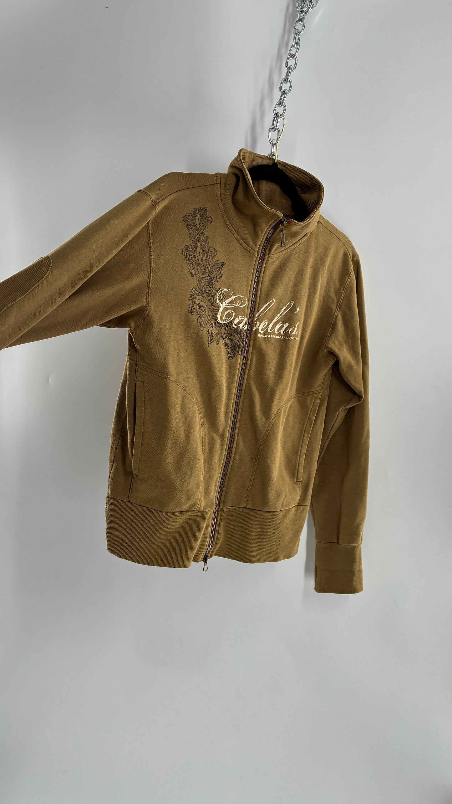Vintage Cabela’s Tan Zip Front with Patch Details and 2000s Graphic (Large)