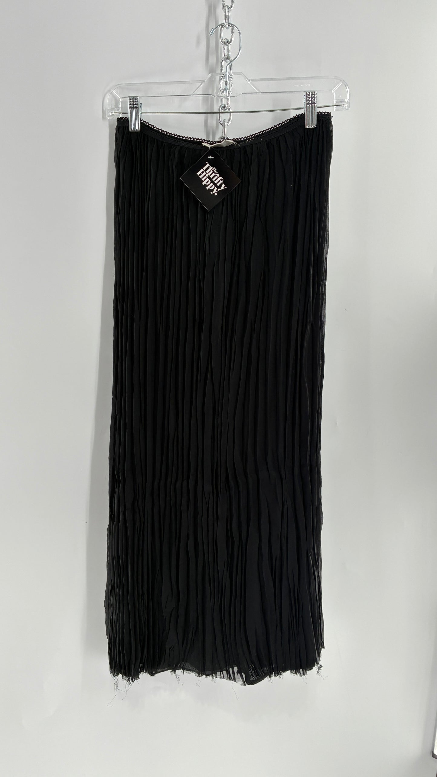 Vintage WORTHINGTON Black Crimped Skirt (S/M)