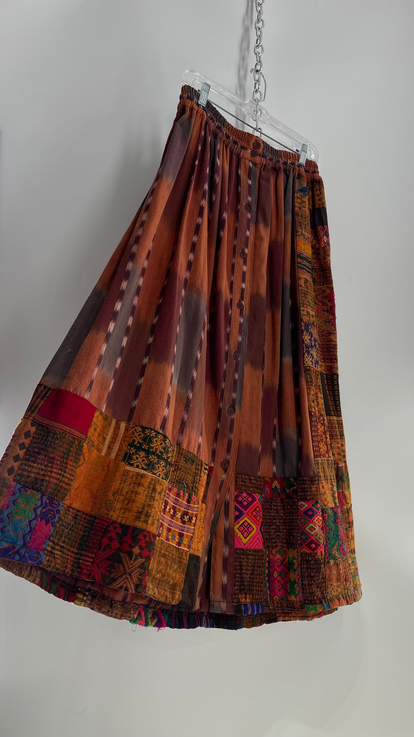 Laise Adzer Vintage Heavily Embroidered, Linen Patchwork Set (M/L)