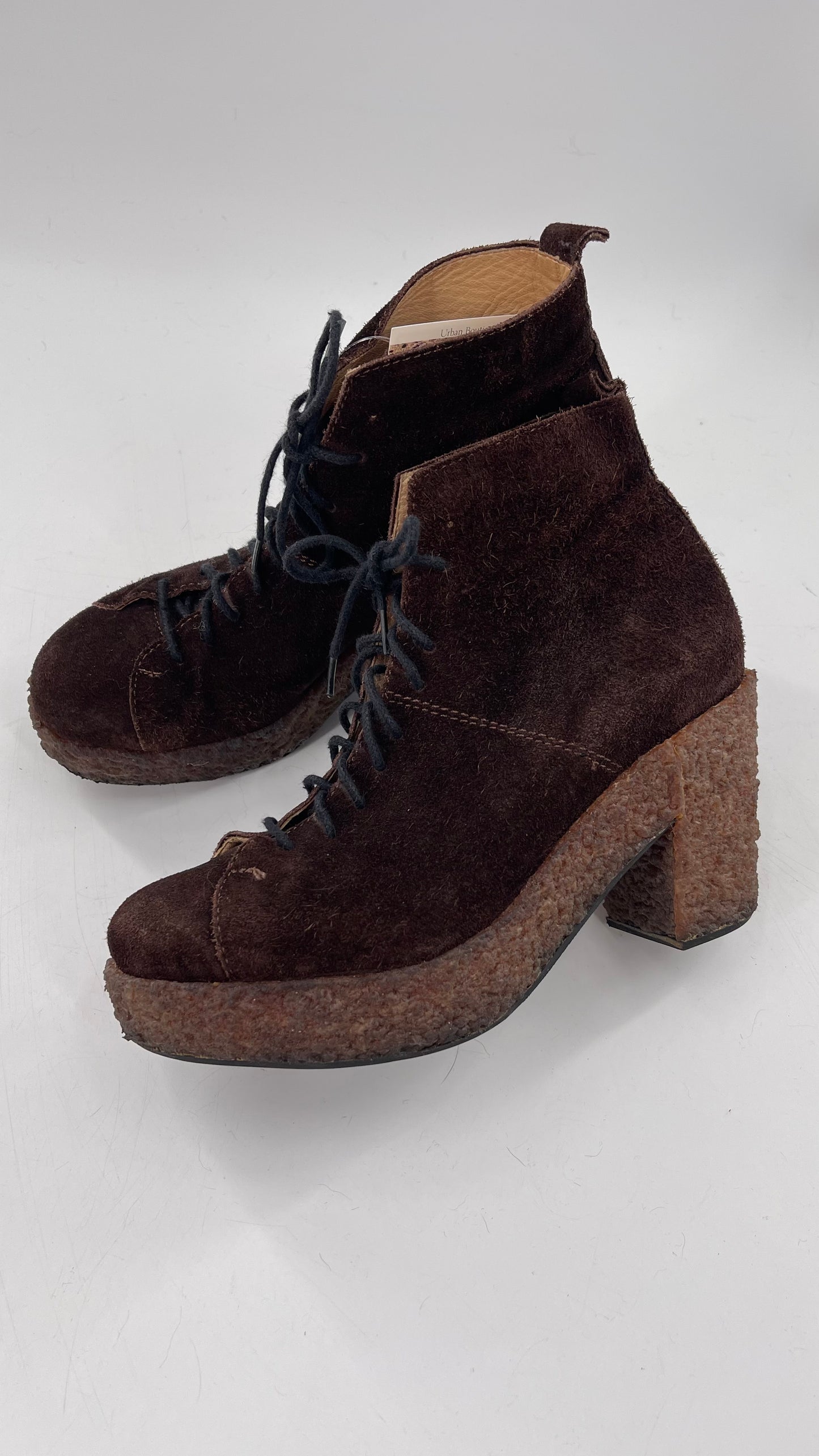 Vintage Amish Brown Lace Up Suede Boots - Apparently Size 7-71/2
