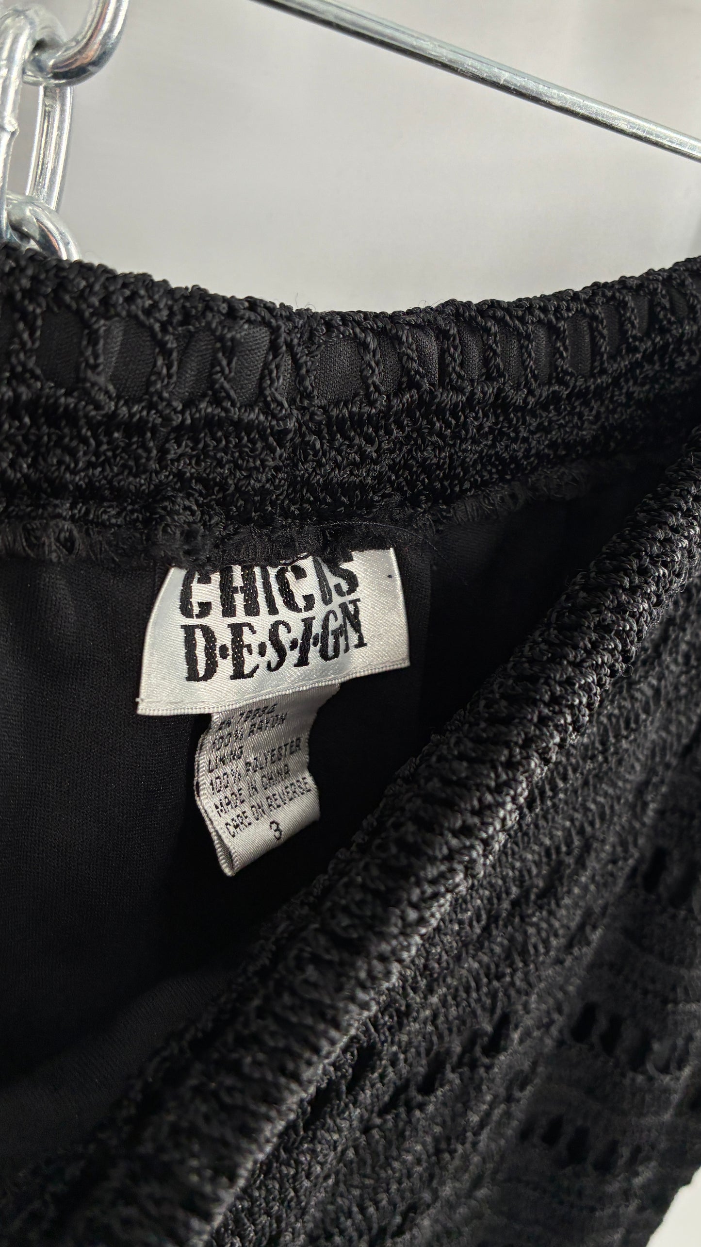 Vintage CHICOS Black Crochet Maxi Skirt (3)