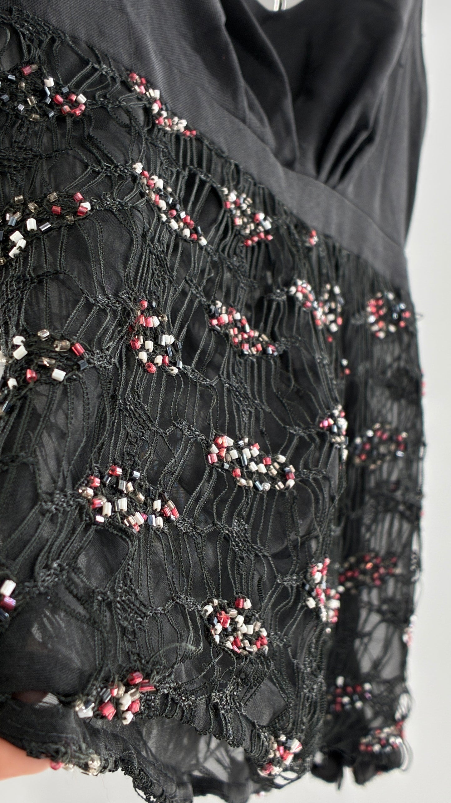 Vintage MULTI by Bree Linen Bust, Webbed Mesh Bodice Sleeveless with Beaded Details (4)