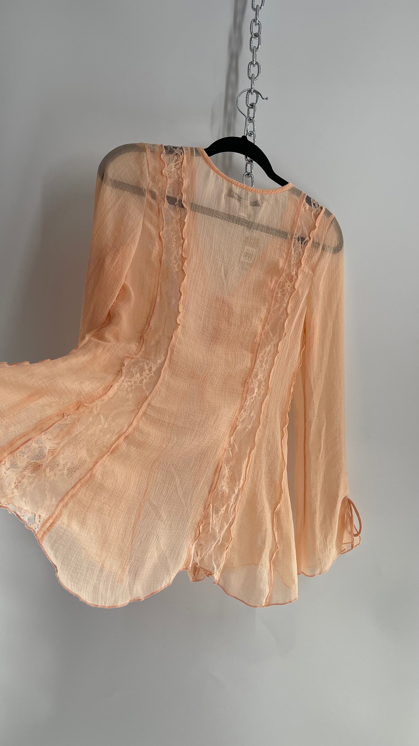 Urban Outfitters Peachy Orange Ruffled Tie Bust Blouse (Medium)