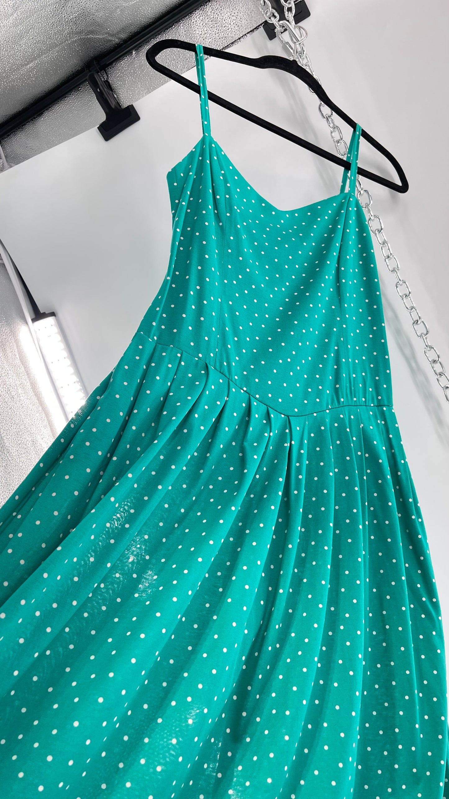 Vintage Laura Ashley Teal Polka Dot (8)