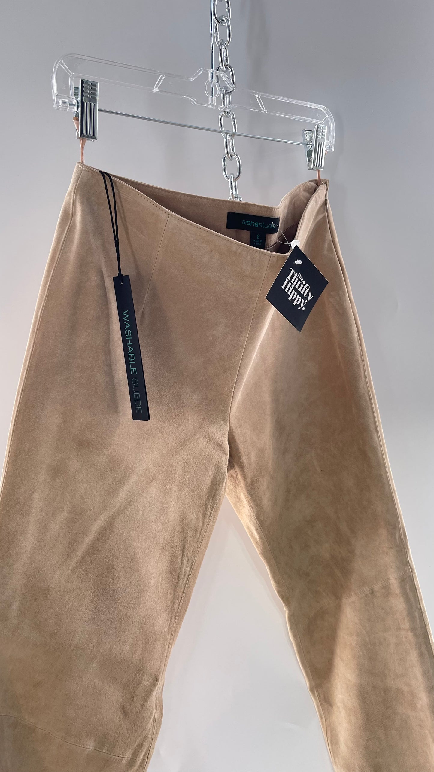 Deadstock Vintage Slouchy SienaStudio Oatmeal Tan Suede Pants (8)