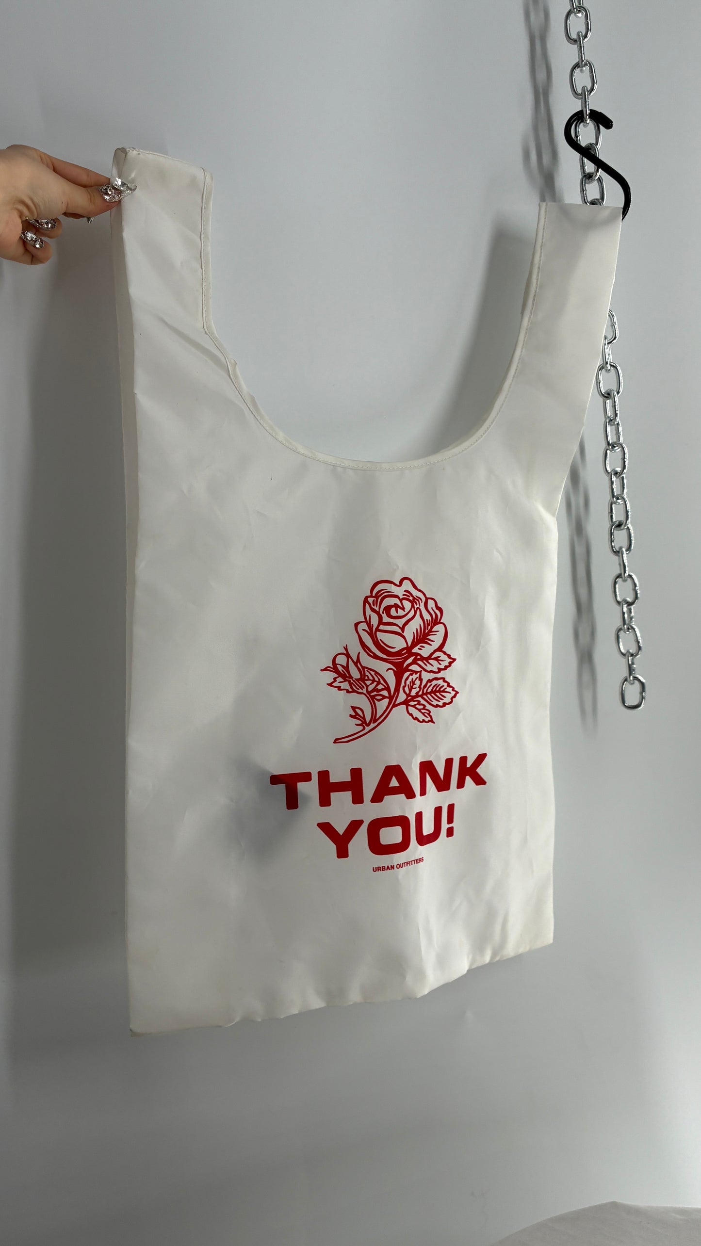Urban Outfitters White Take Out Thank You Reusable Tote Bag with Tags Attached