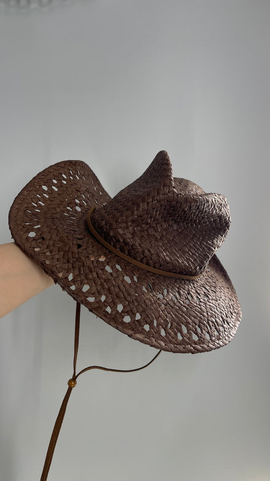 Brown Country Cowboy Shapeless Straw Hat