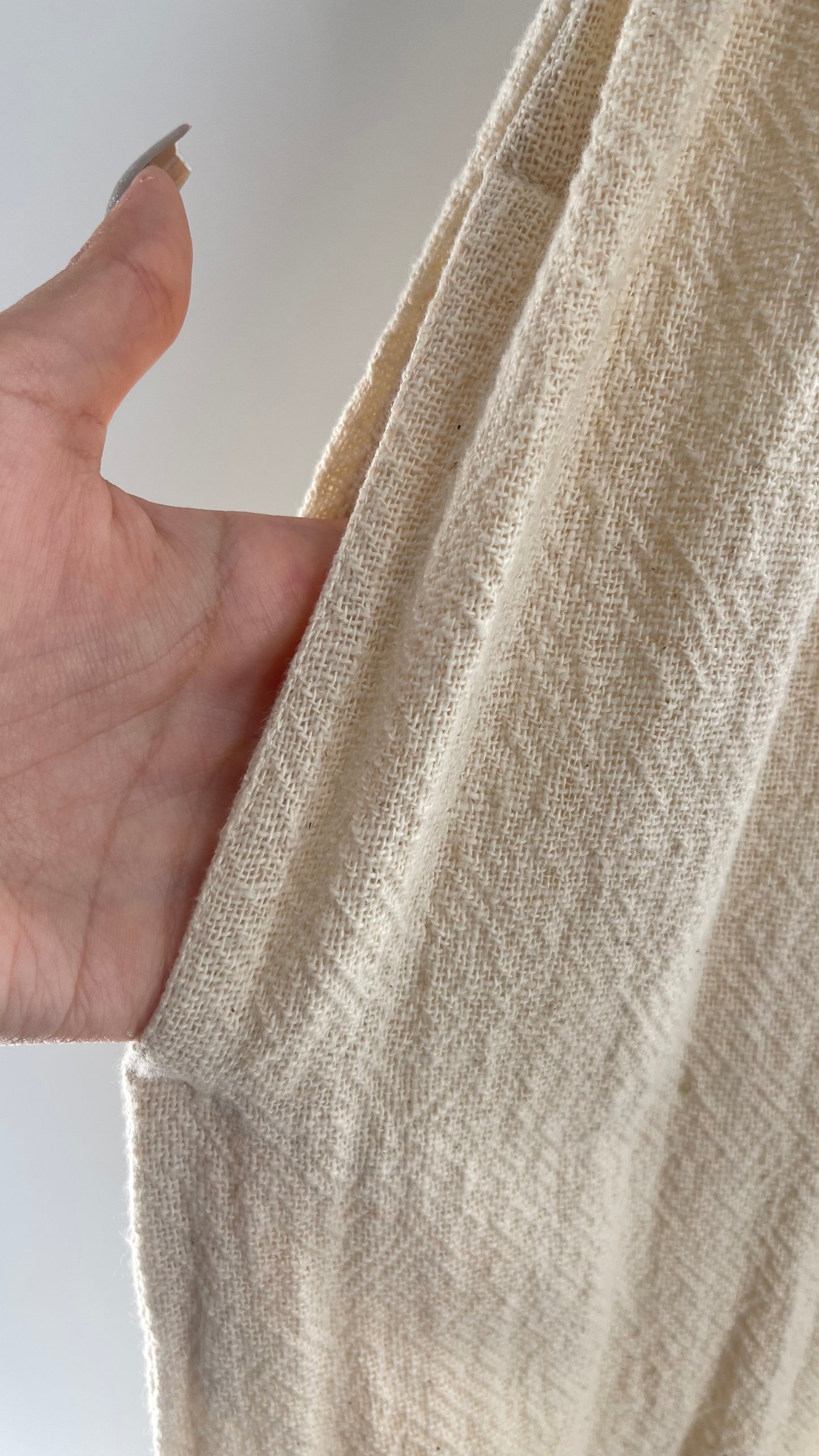 Vintage 1970s SANGAM Imports 100% Cotton White Maxi Skirt Made in India (Medium)