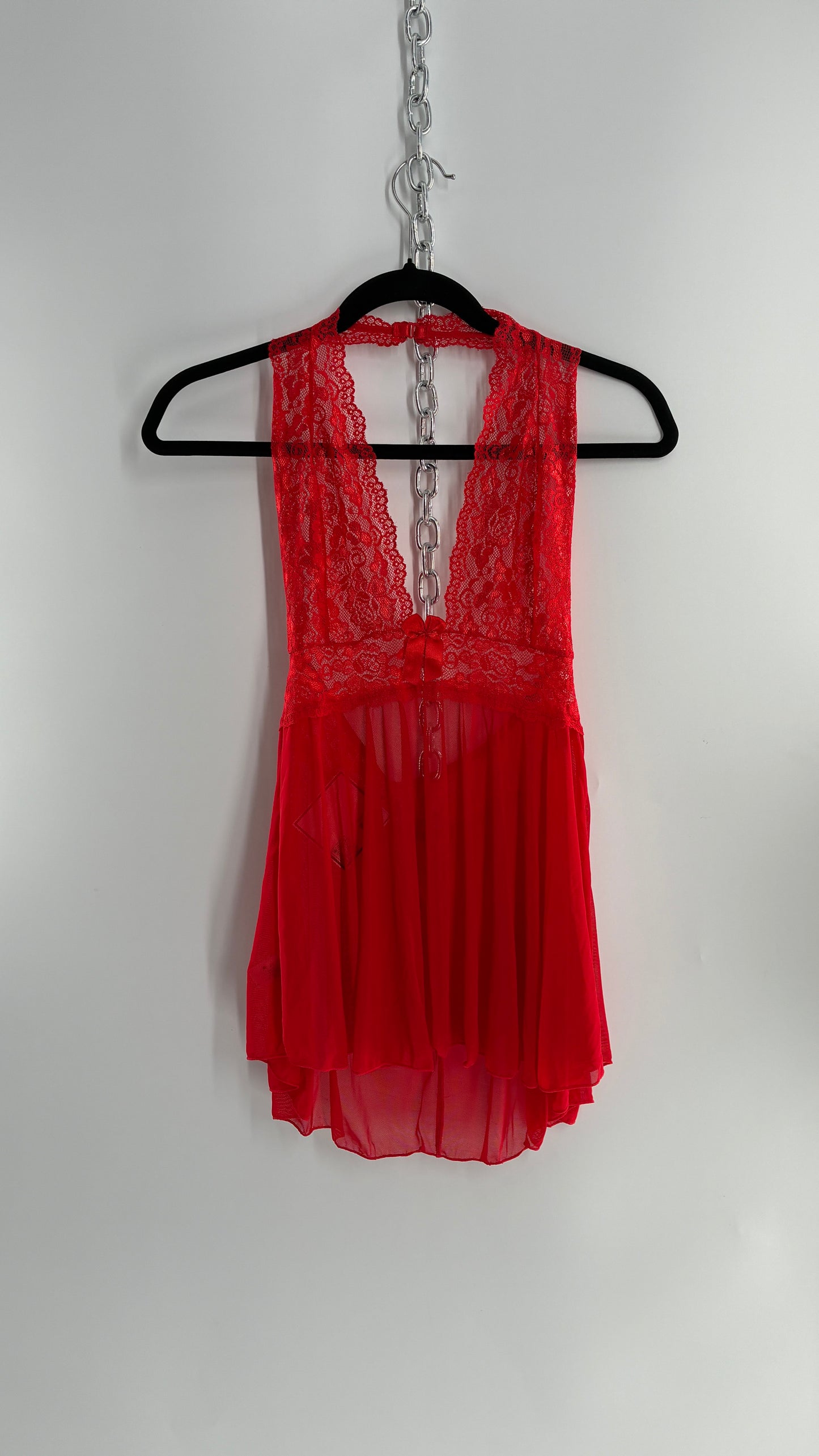 Vintage H.O.T Red Lace Baby Doll Halter (One Size)