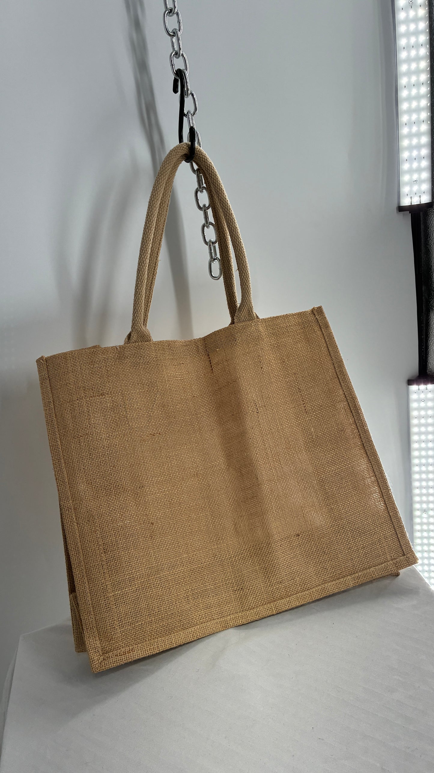 Vintage Burlap Monogram Beach Bag