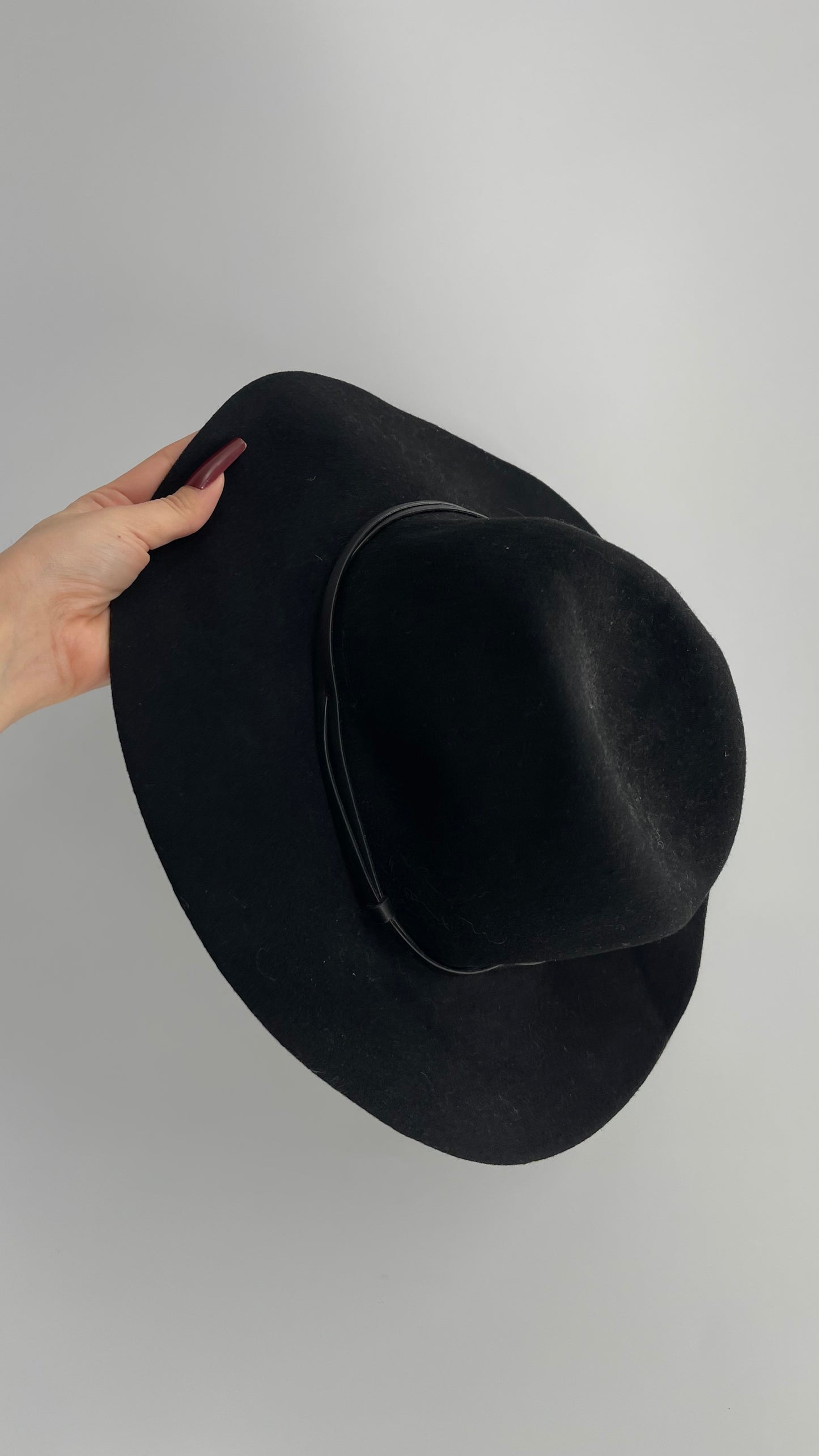 Black Woven Felt Sun Hat