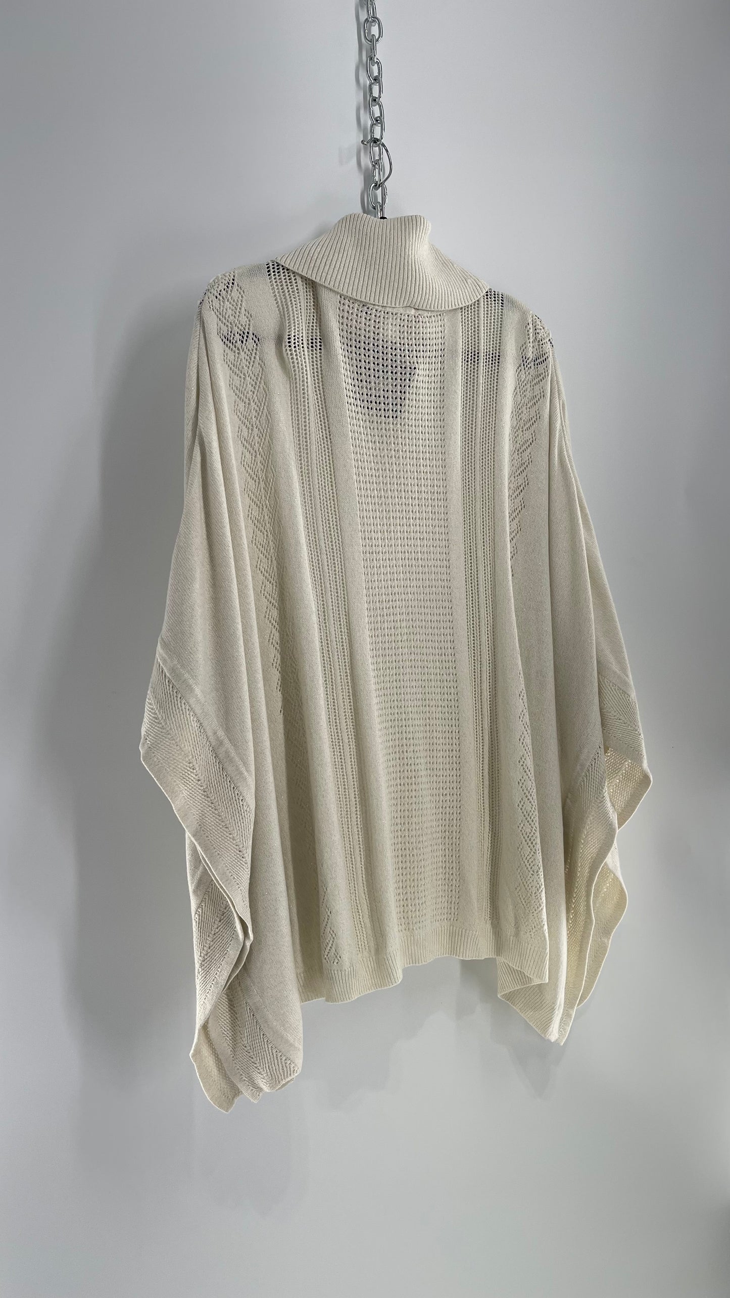White House| Black Market Glittery Silver and Gold Tinsel Turtle Neck Sweater (L/XL)