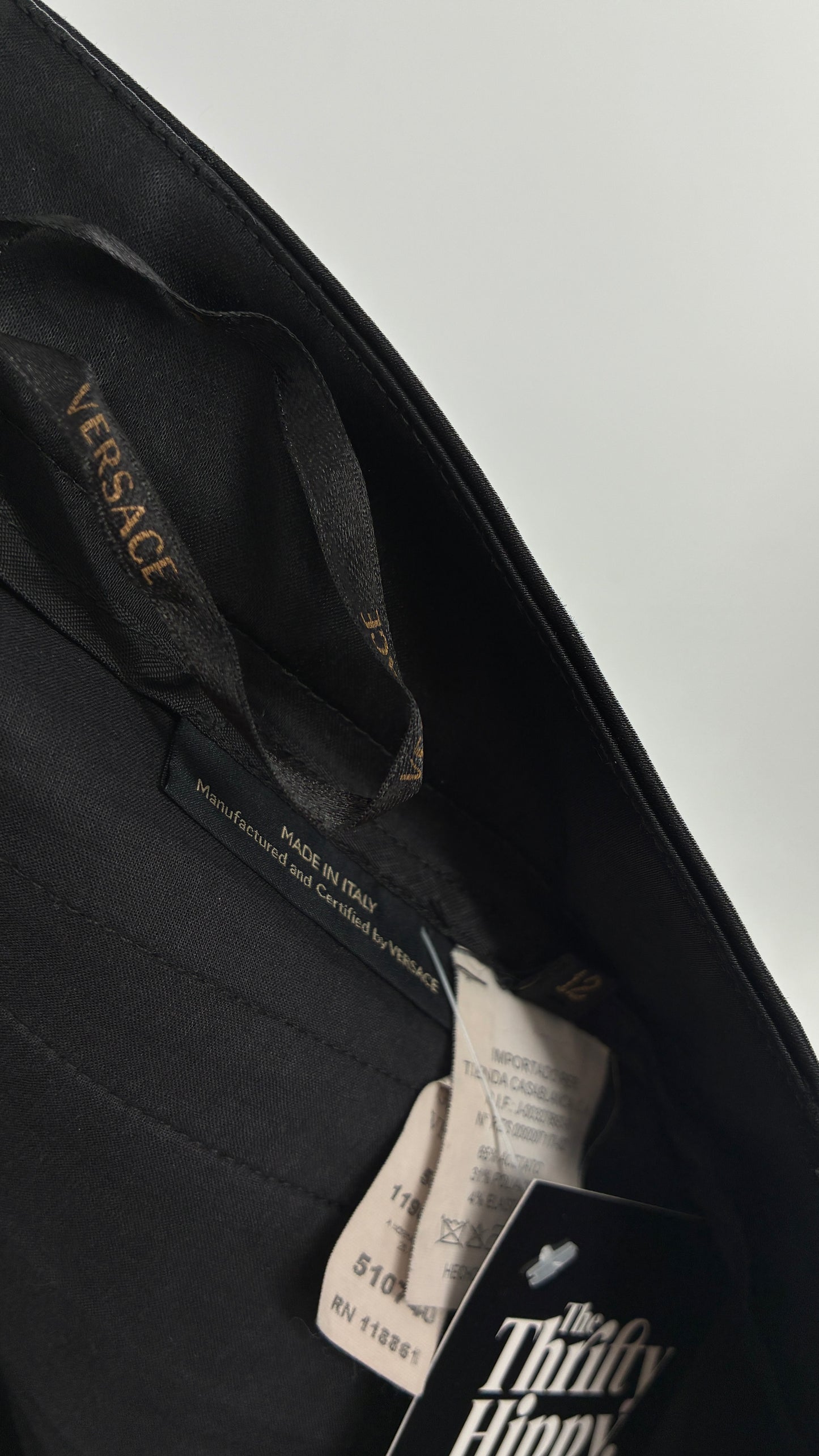 Vintage VERSACE Black Pleated Low Waisted Trouser (46/12)