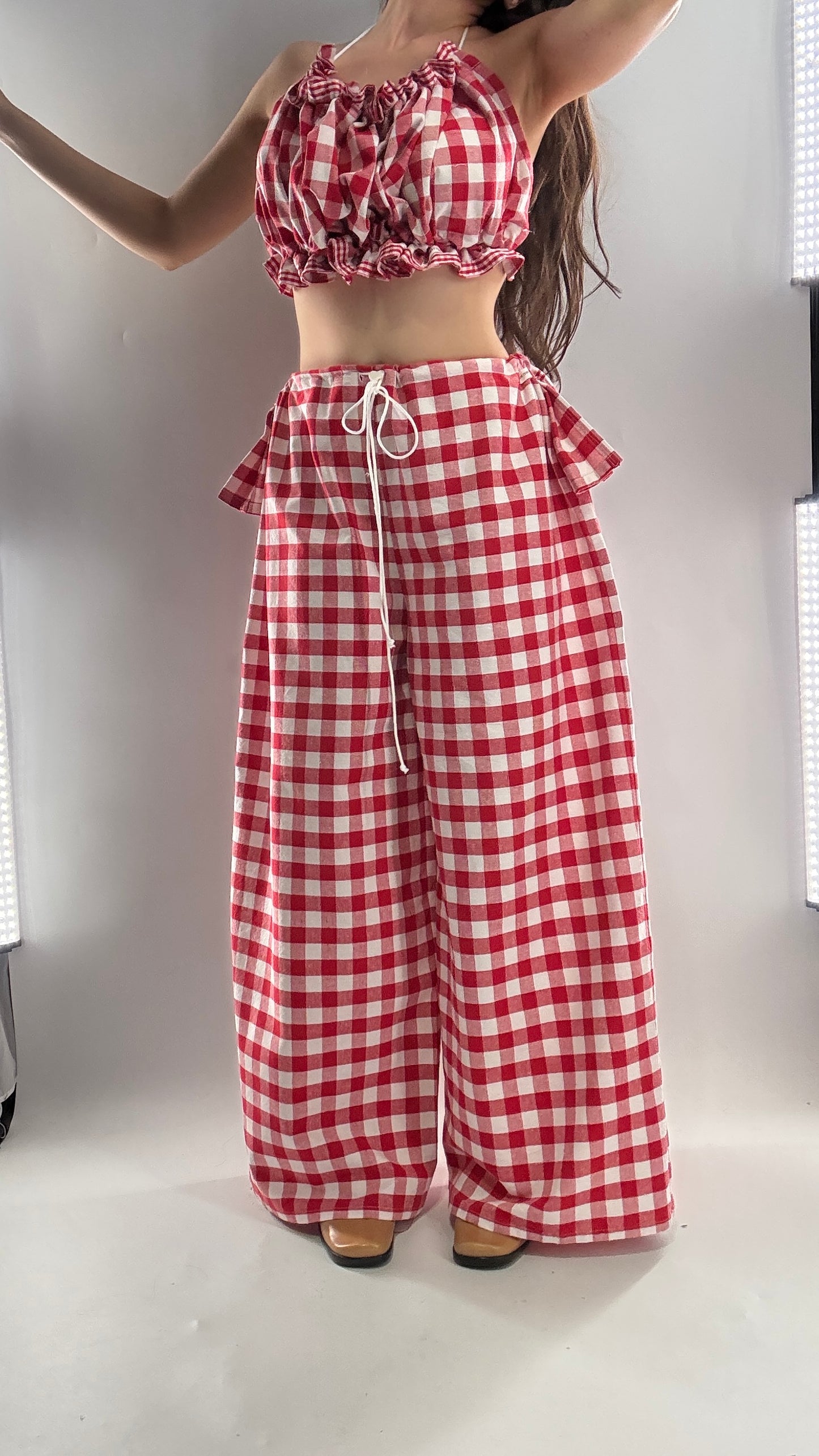 Vintage Handmade Picnic Red/White Gingham Two Piece Set (XS-L)