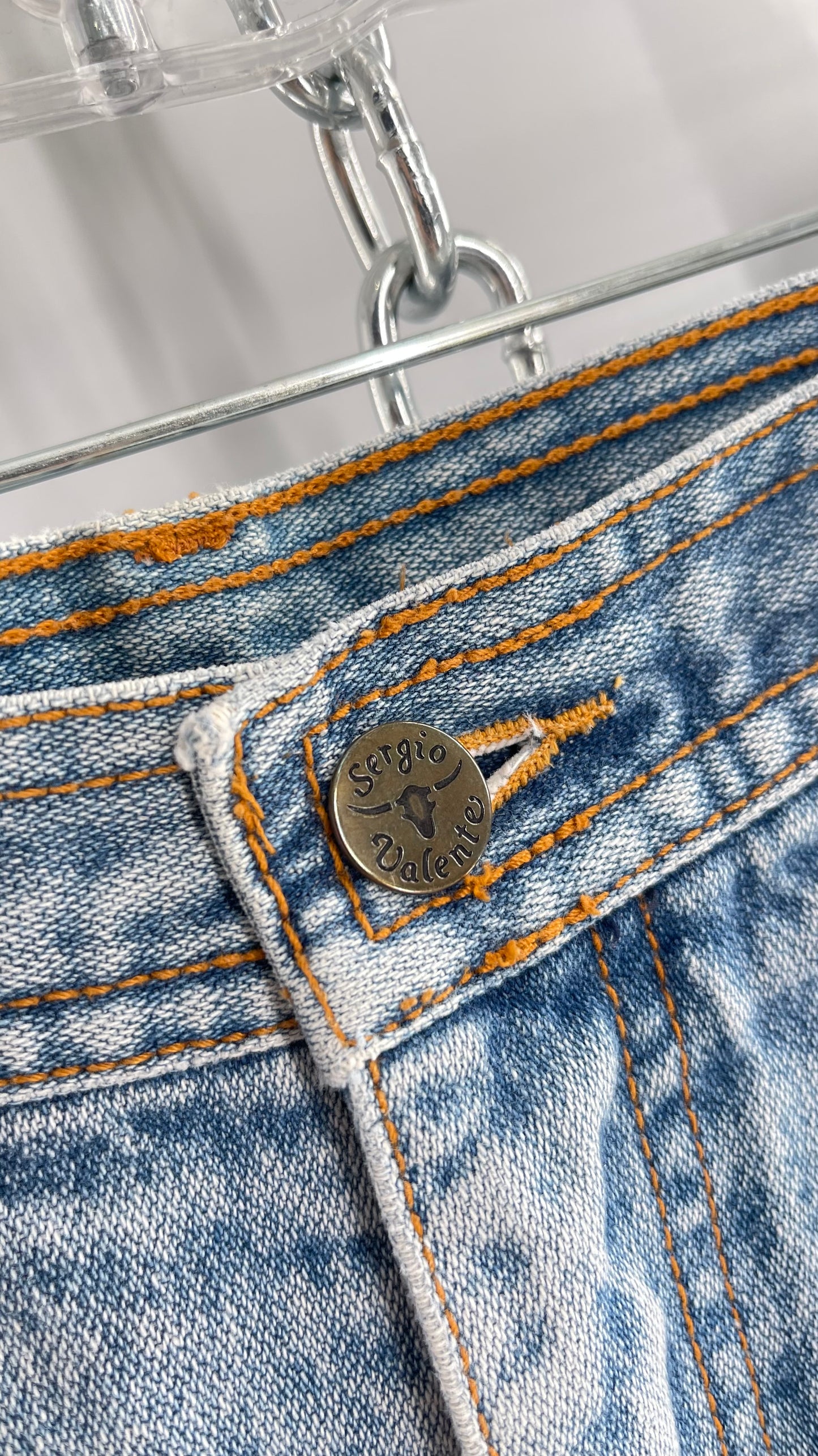 Vintage Sergio Valente Light Blue Ultra High Waisted Mom Jeans with Distressing (28)