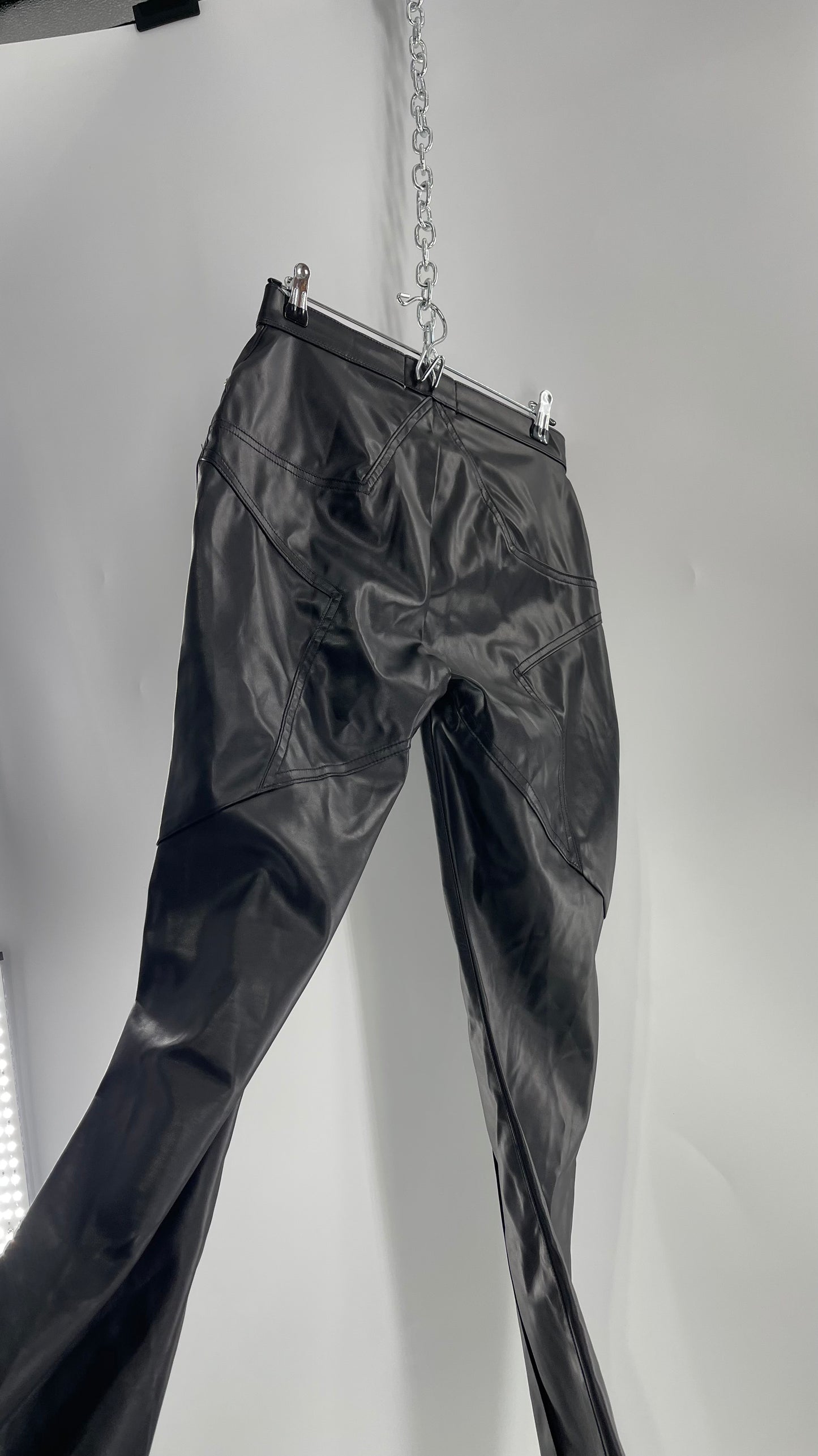 Revice Faux Leather Kick Flares with Star Bum (29)