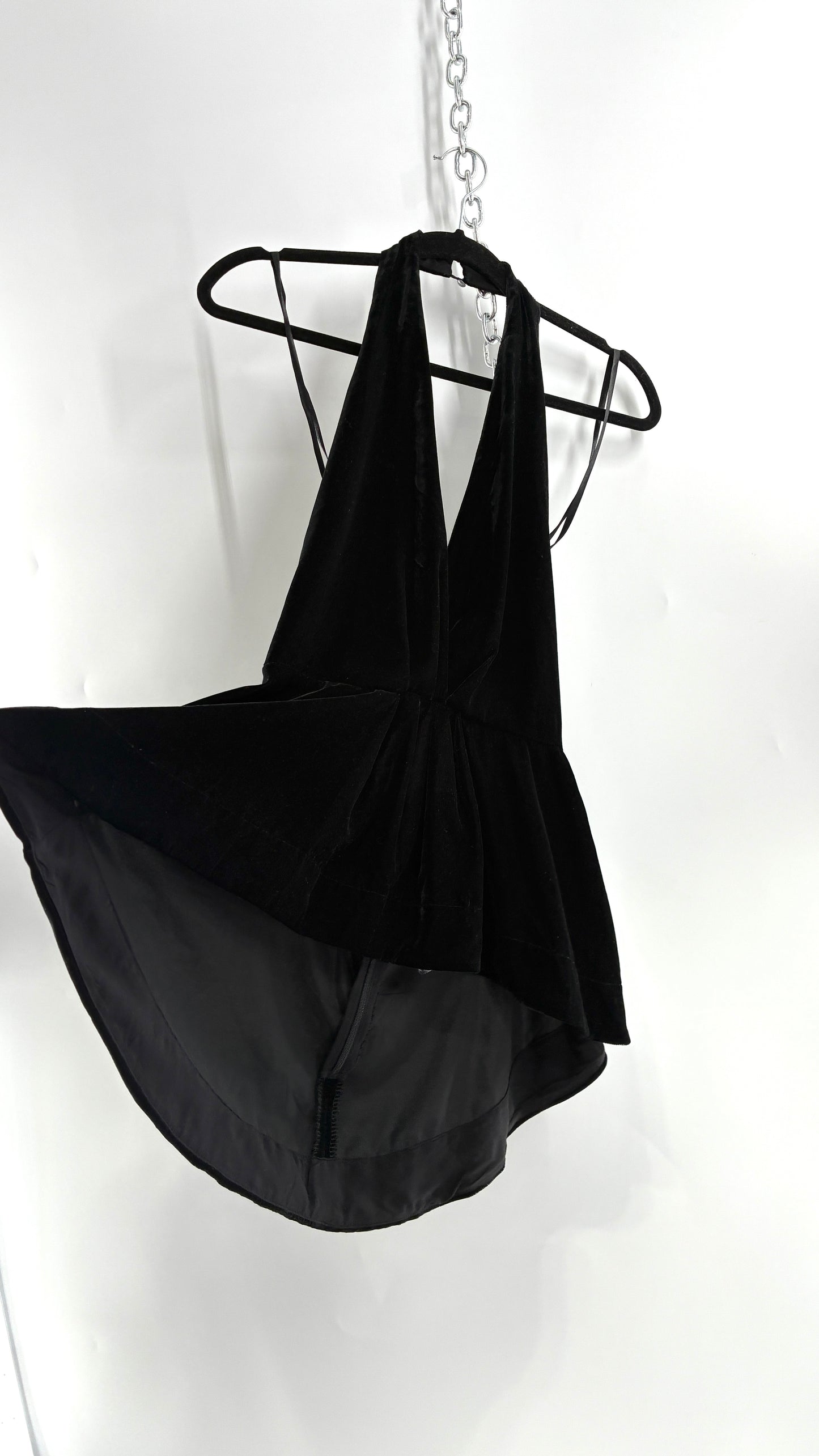 Free People Black Velvet Backless Halter (Small)