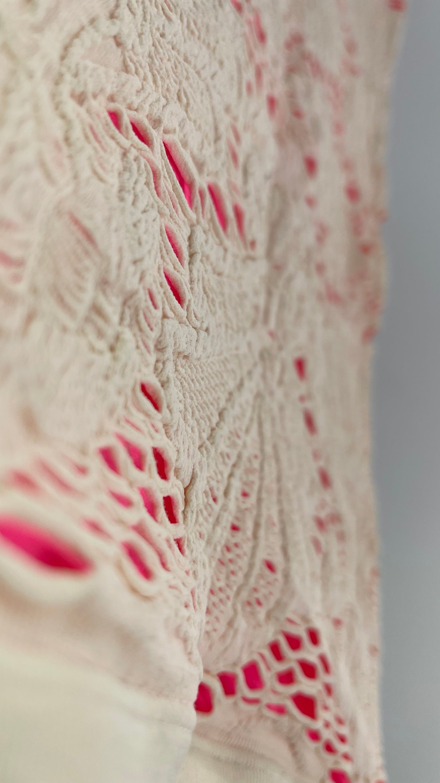 Free People Pink Stretchy Dress with Off White Lace Overlay (XS/S)