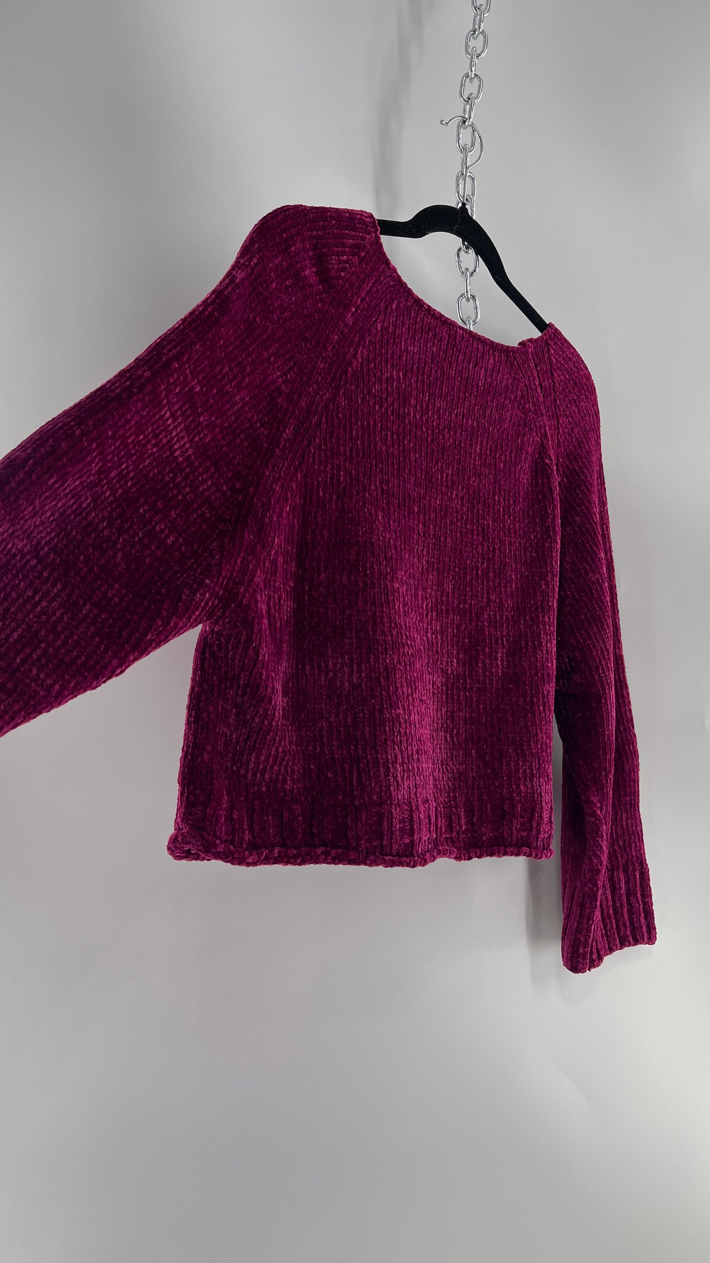 Anthropologie MOTH Fuchsia Purple Chenille Sweater (XS)