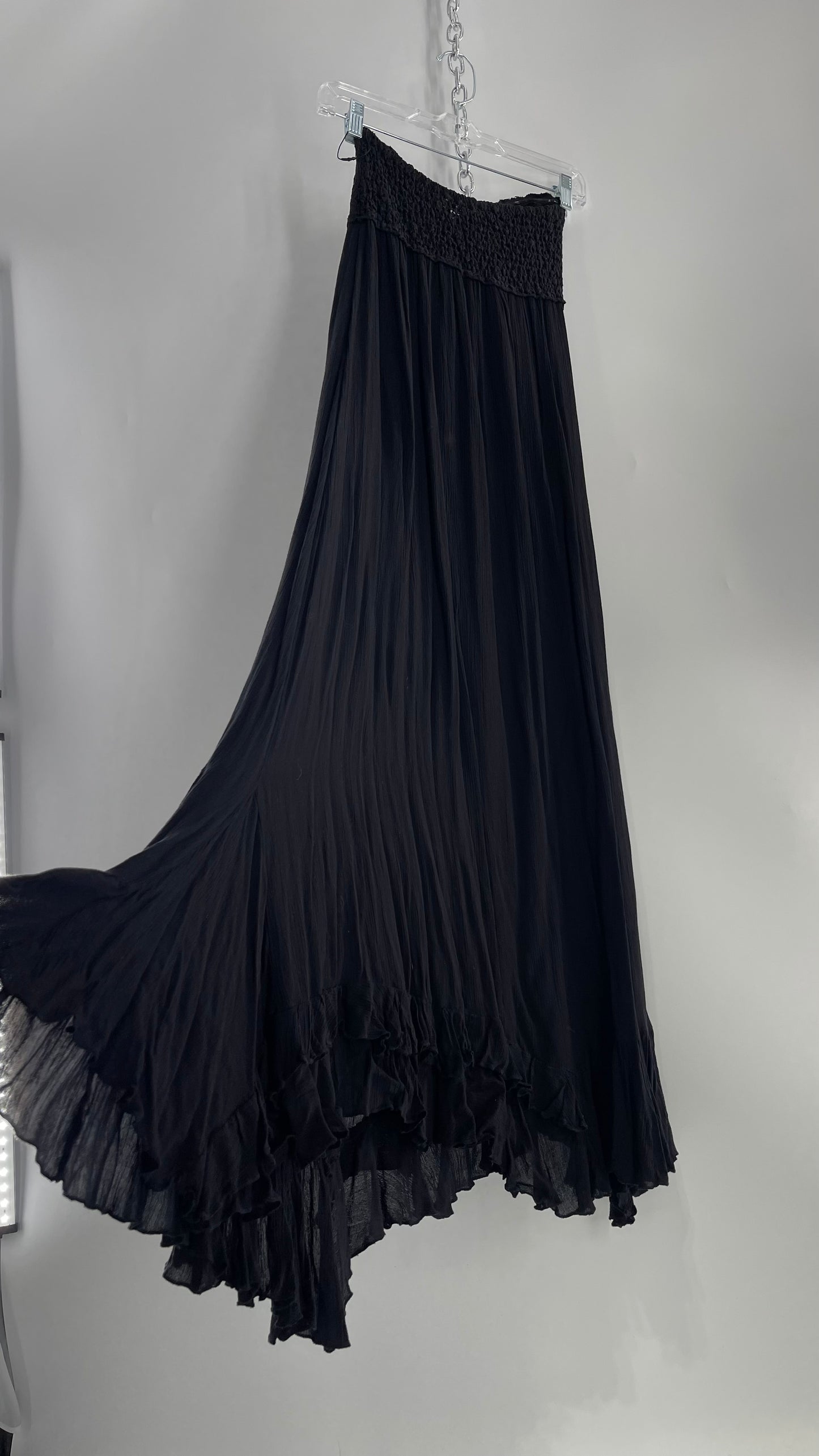 Free People Adella Black Full Length Maxi Dress (Small)