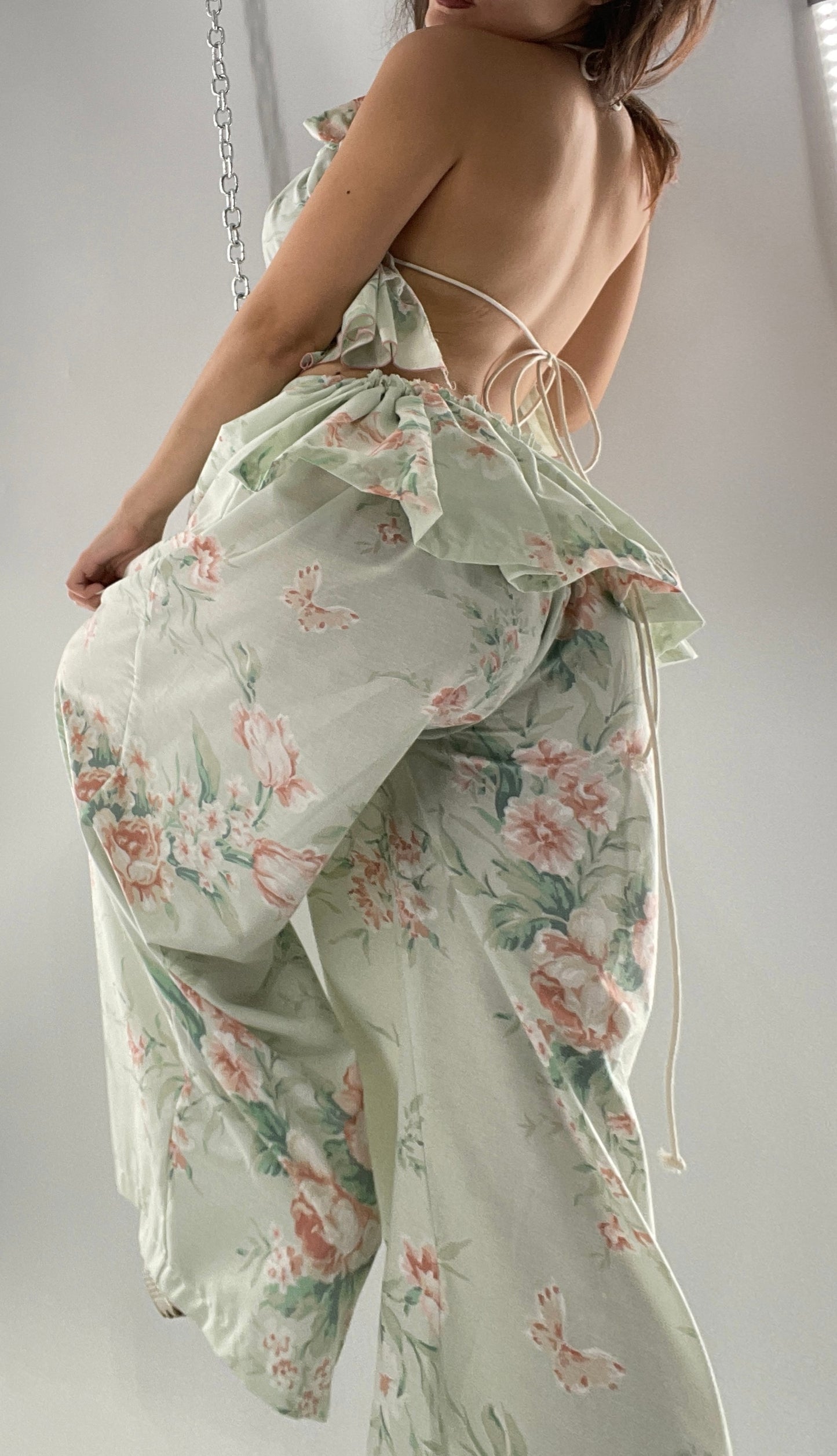 Vintage Set Covered in Delicate Dainty Florals, Butterflies, and Ruffles (One Size, Adjustable)