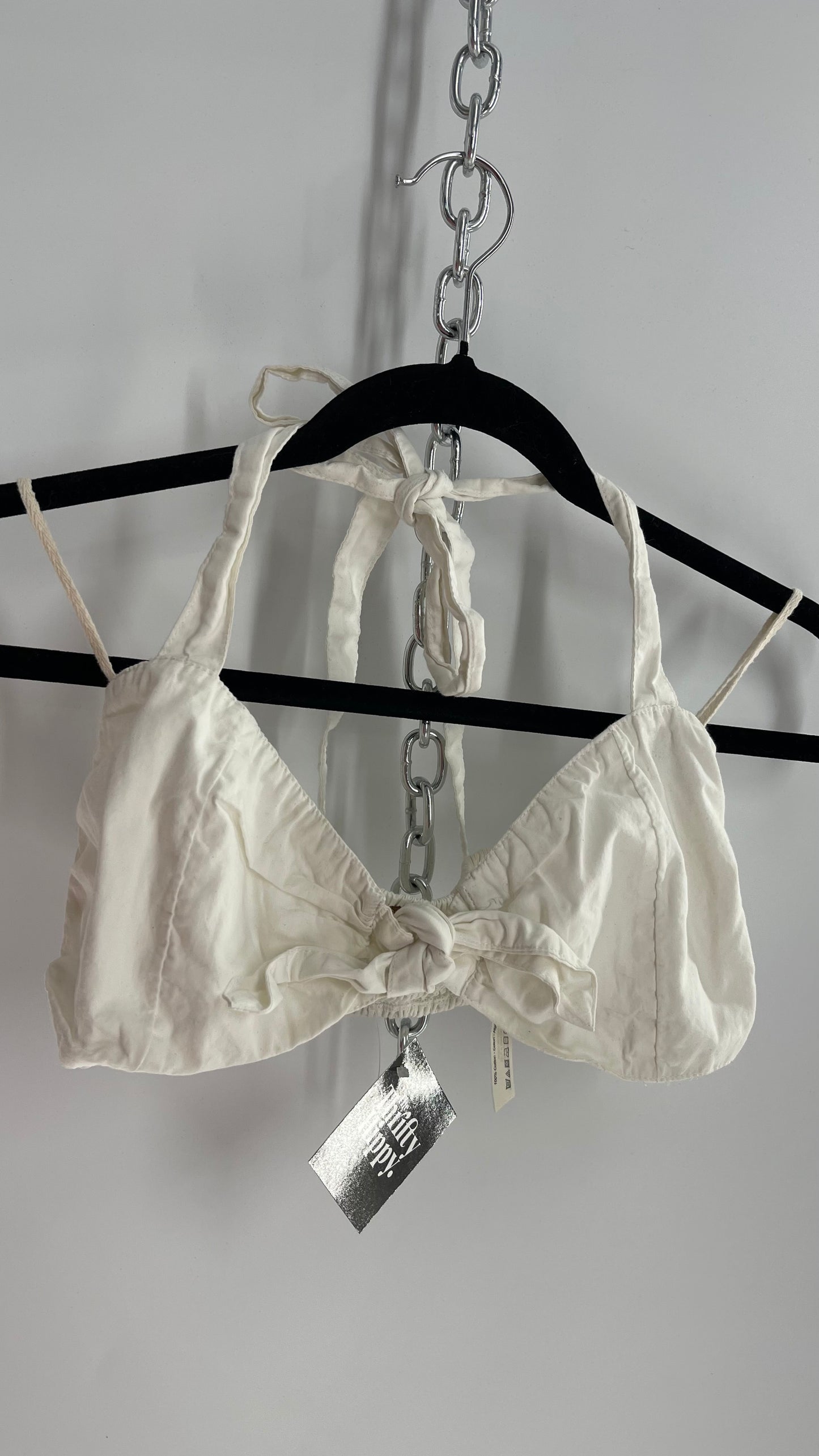 Free People Off White Tie Bust Halter Top (XS)
