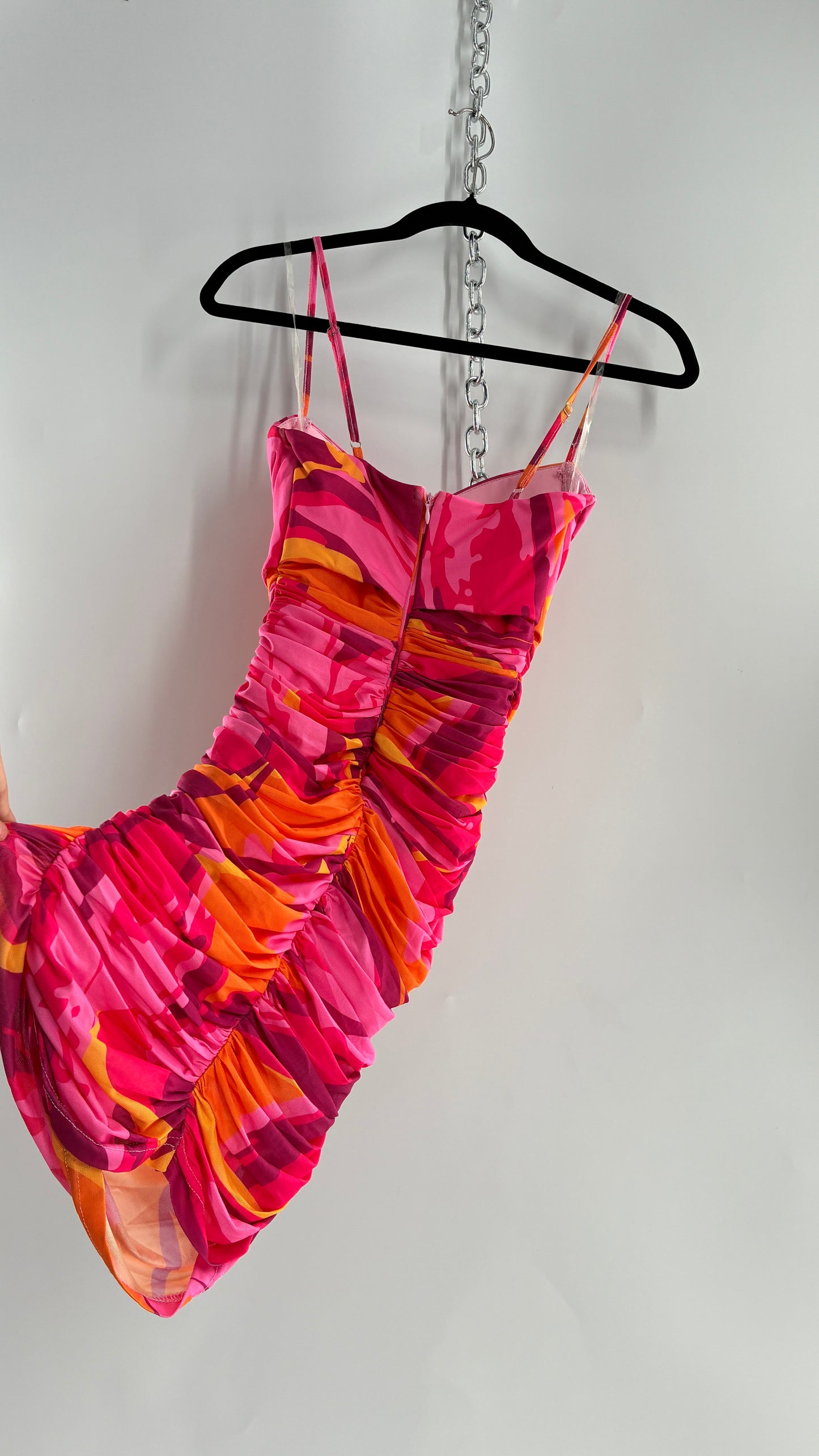 Princess Polly Sunset Ruched Mini Dress with Draped Bust, Underwire Exposed Bra, and Tags Attached (0)