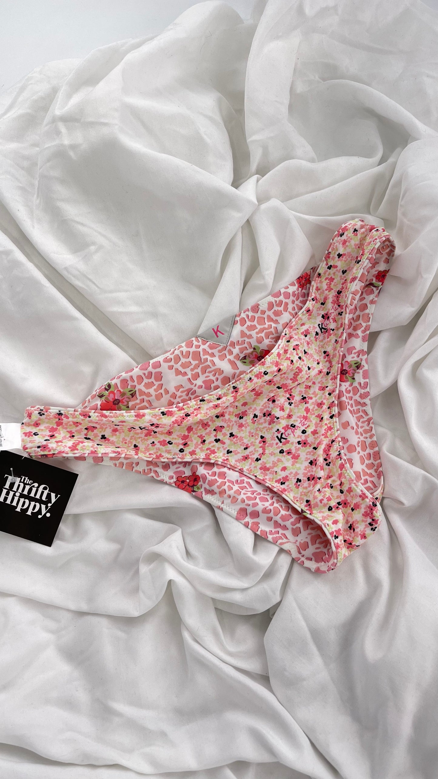 K ti per te Reversible Pink Floral Animal Print Swim Bottoms (Large)