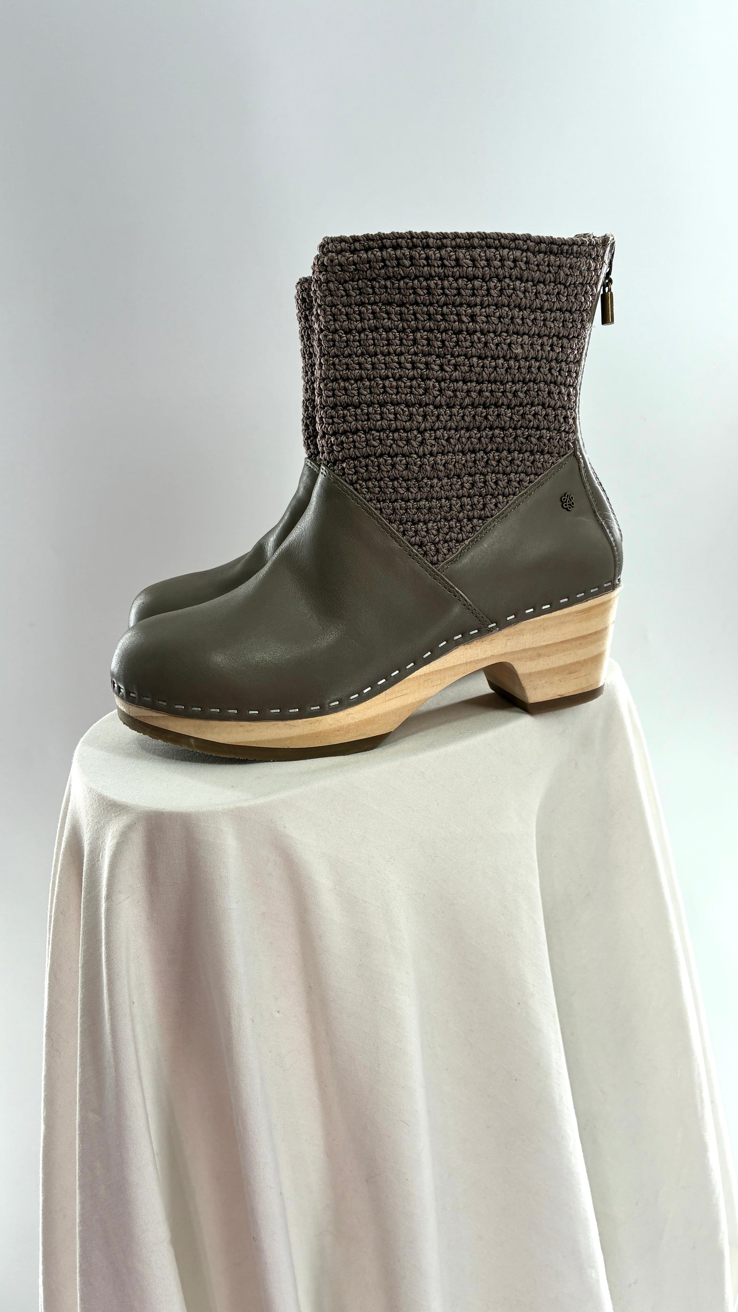 THE SAK Crochet and Leather Wooden Clog Boots (7)