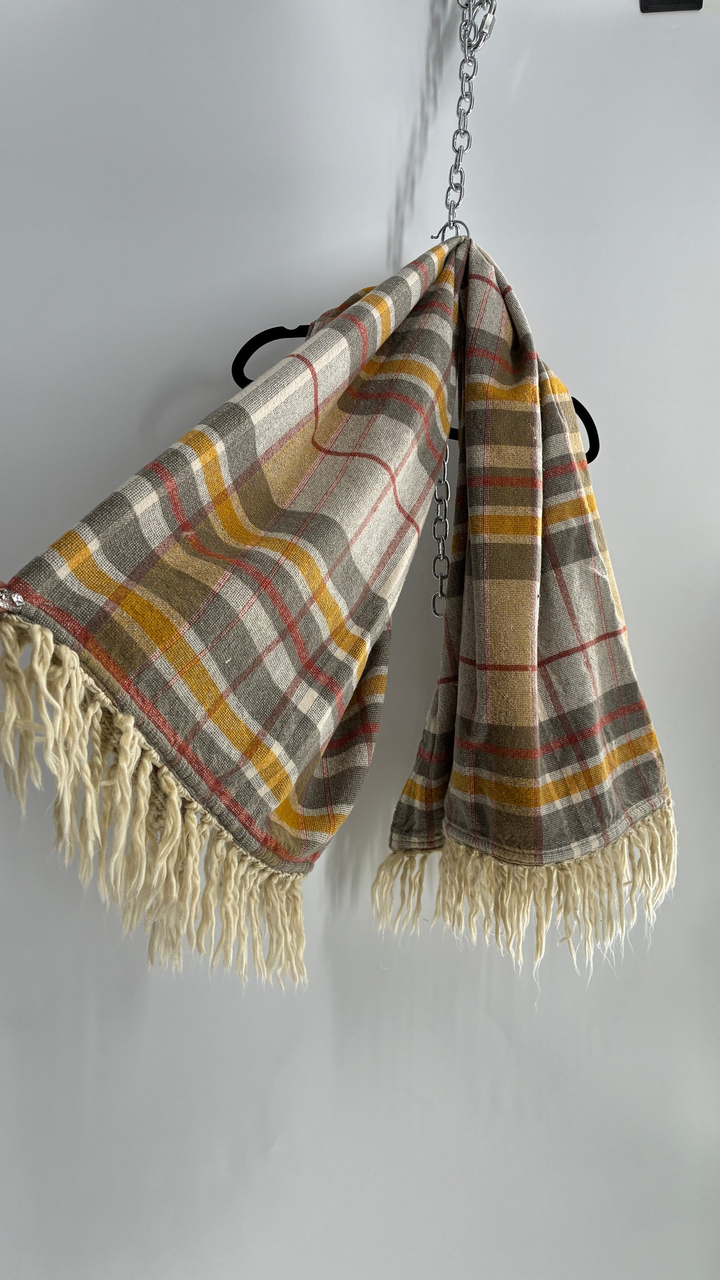 Vintage Hallmark Oversized Extremely Thick 100% Cotton Fringed Blanket Scarf