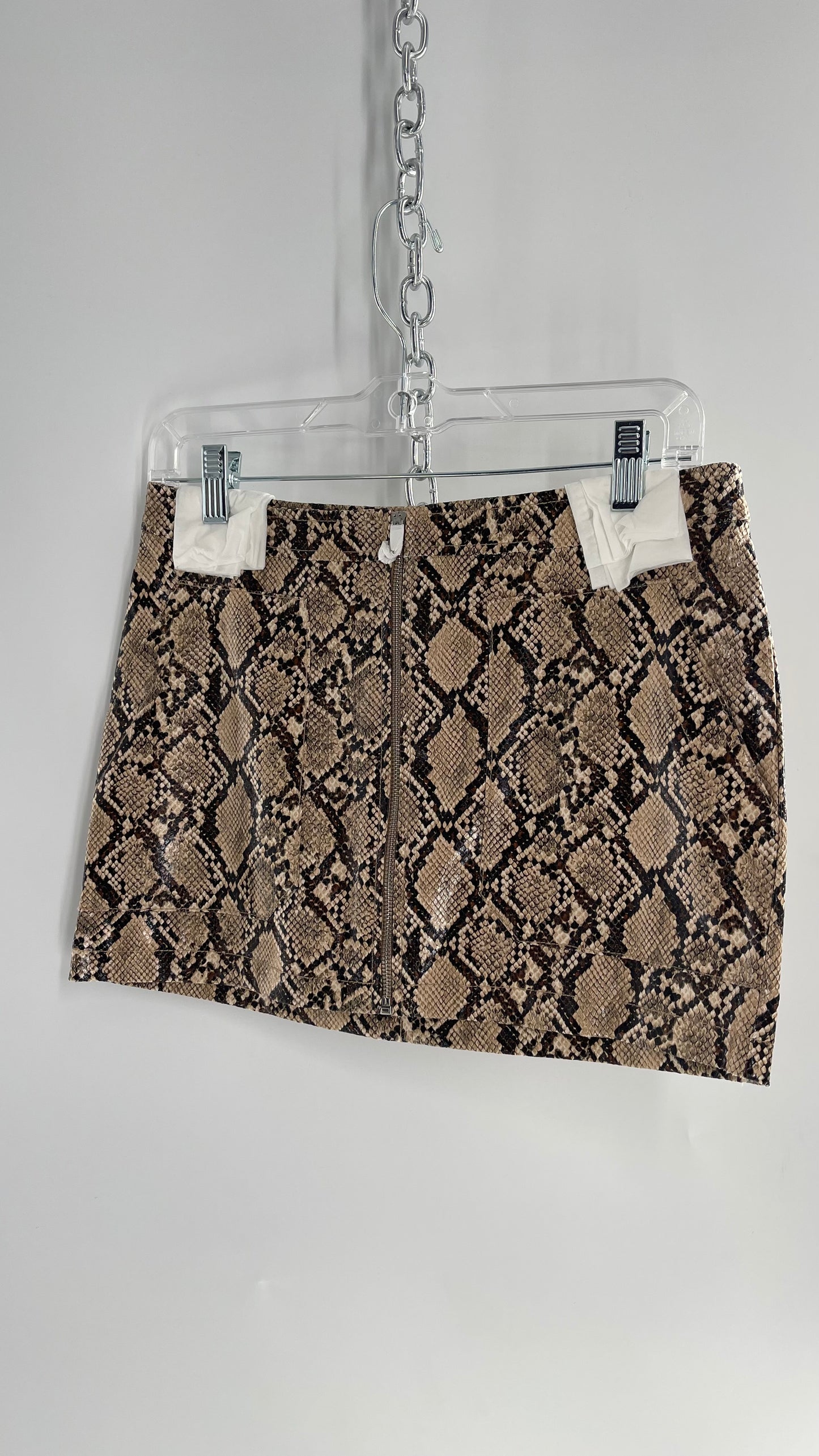 Free People Snake Skin Neutral Zip Front Mini Skirt(4)