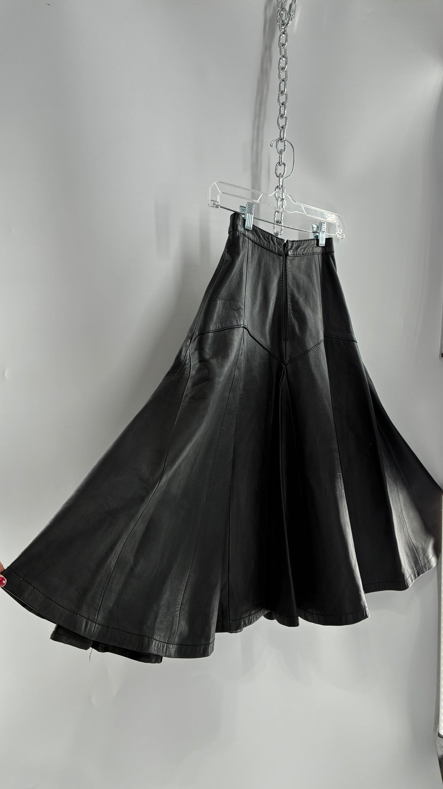 Vintage Fergs Omorro Leather Full Circle Skirt Made in Italy (XS)