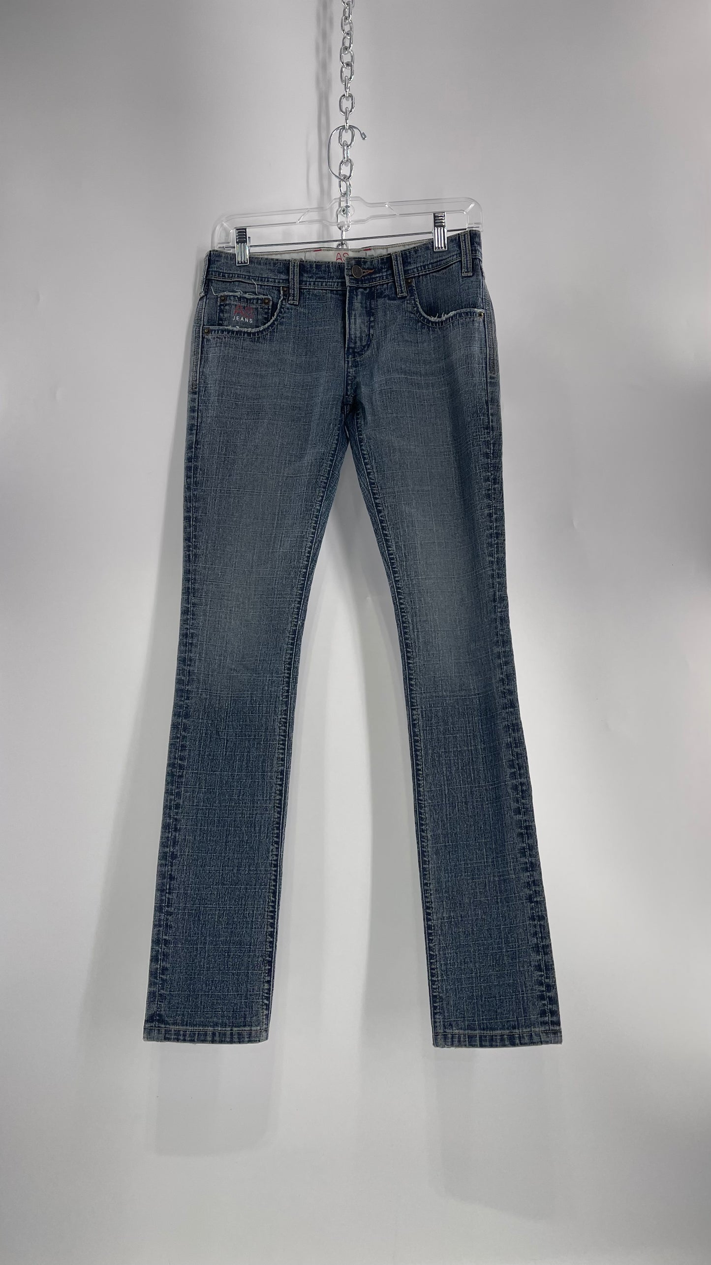 Vintage Smart AS JEANS Light Wash with Silver Metallic Female Posing Silhouette and Paulina Field Embroidery (28)