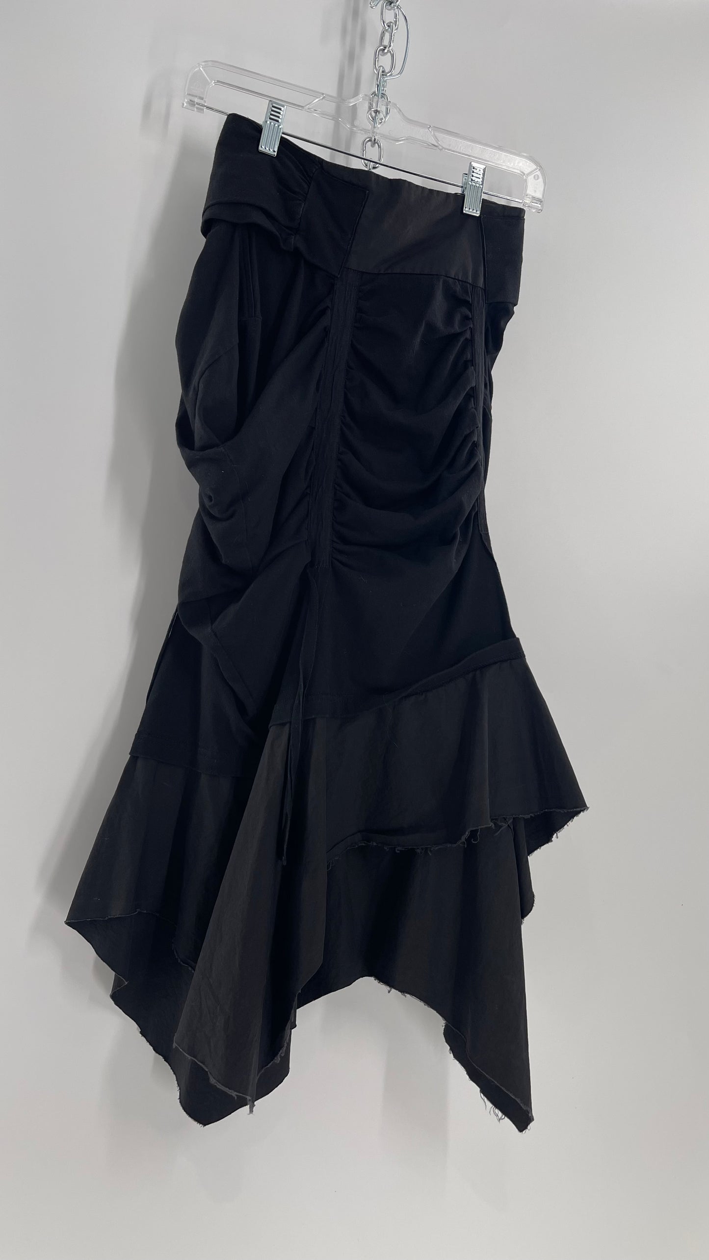 AGANOVICH Black TS50 Jersey Ruched Asymmetric Cargo Skirt with Gold Zipper (0)