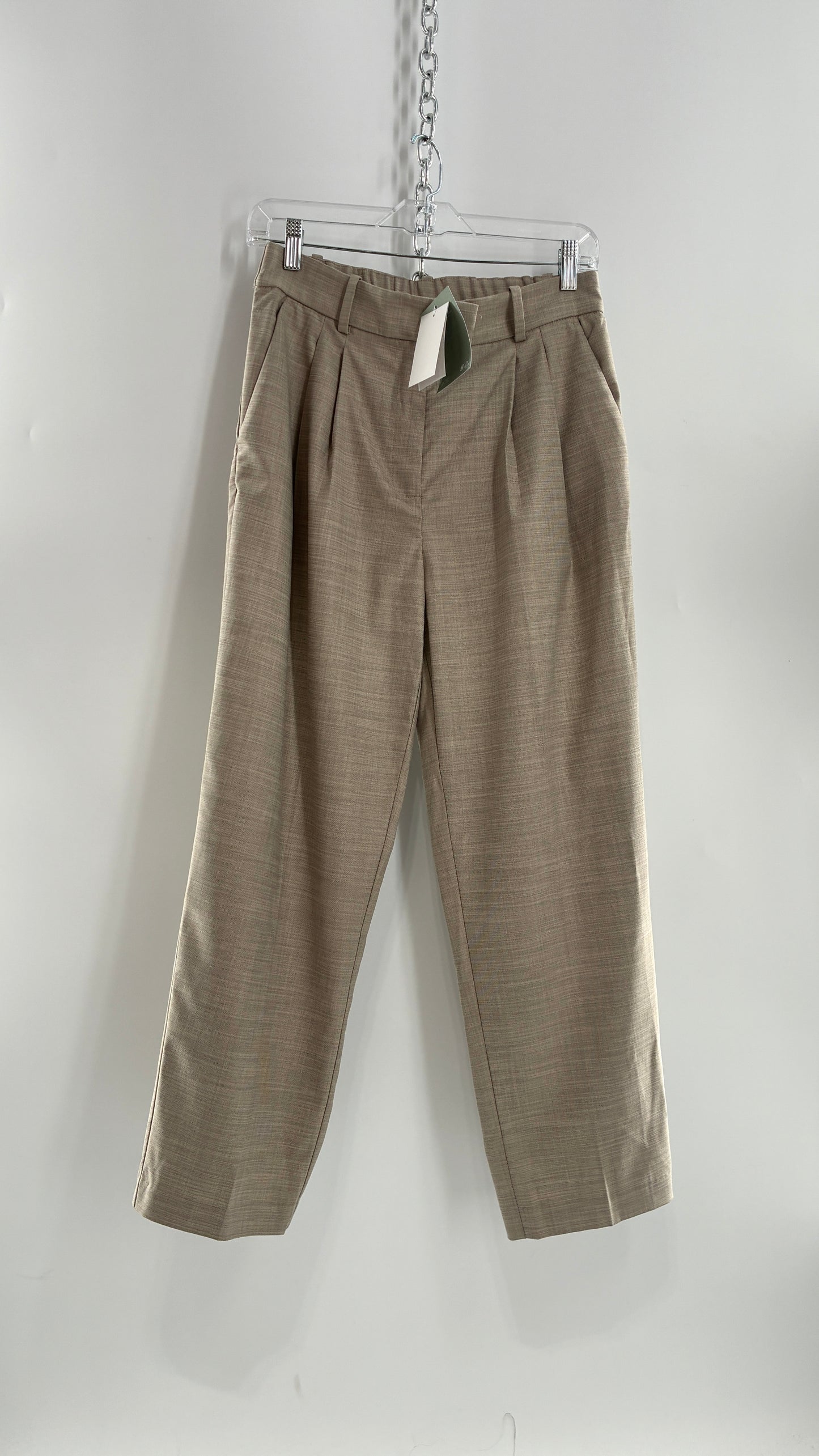 H&M 83% Recycled Polyester Beige Woven Trouser with Tags Attached (6)