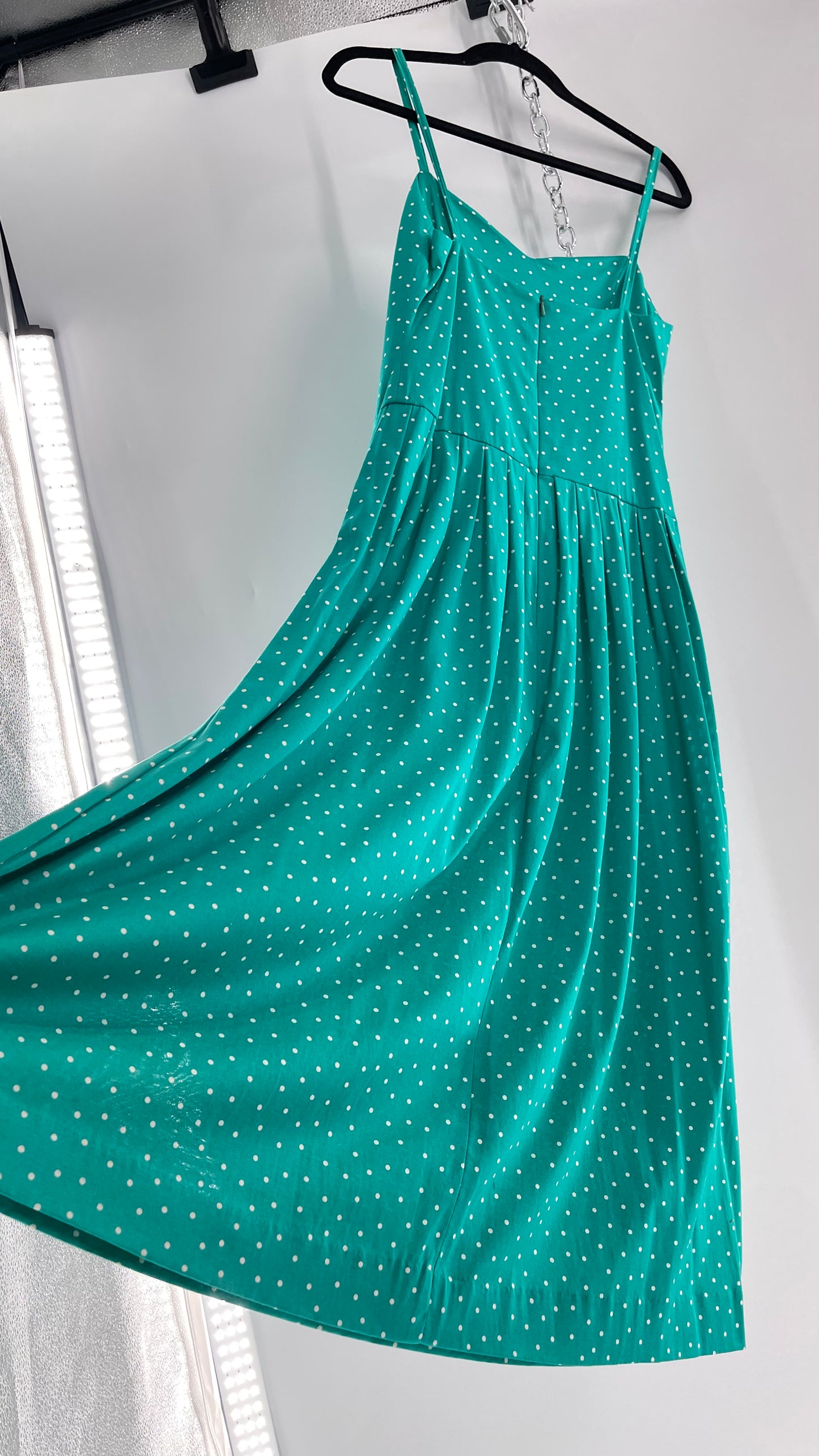 Vintage Laura Ashley Teal Polka Dot (8)