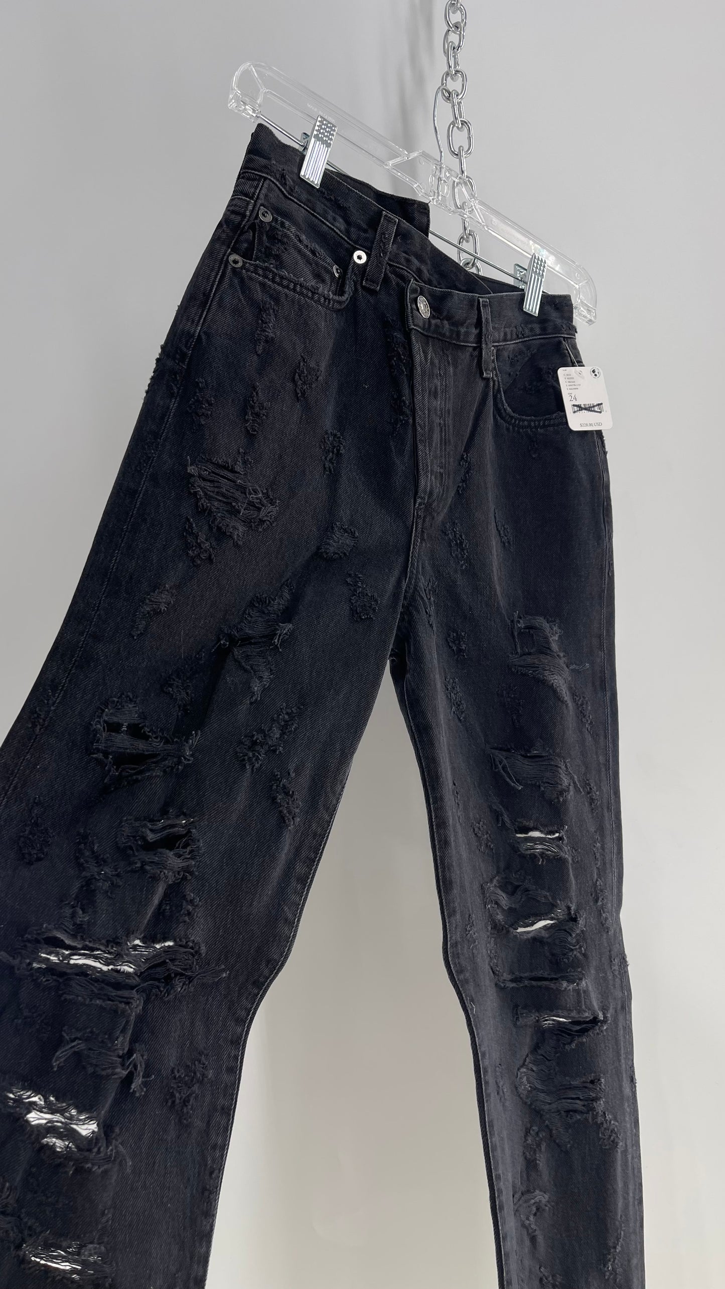 Free People Grey/Black Distressed Jeans with Tags Attached (24)