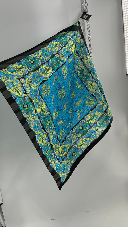 Vintage Paisley Blue/Green/Black Scarf/Head Scarf