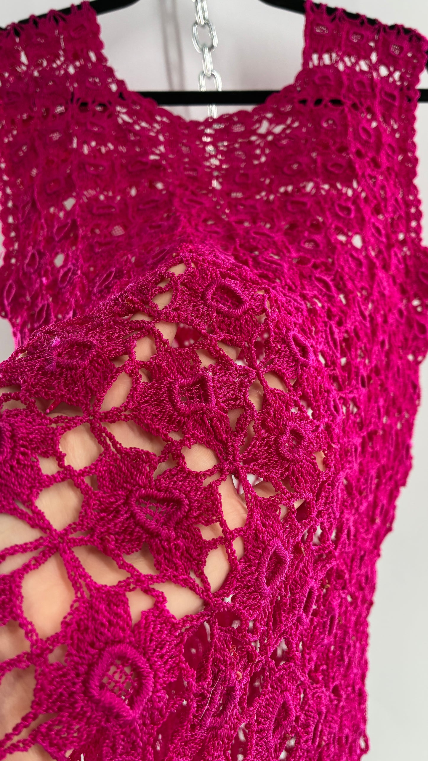 Vintage Handmade Crochet Hot Pink (Medium)