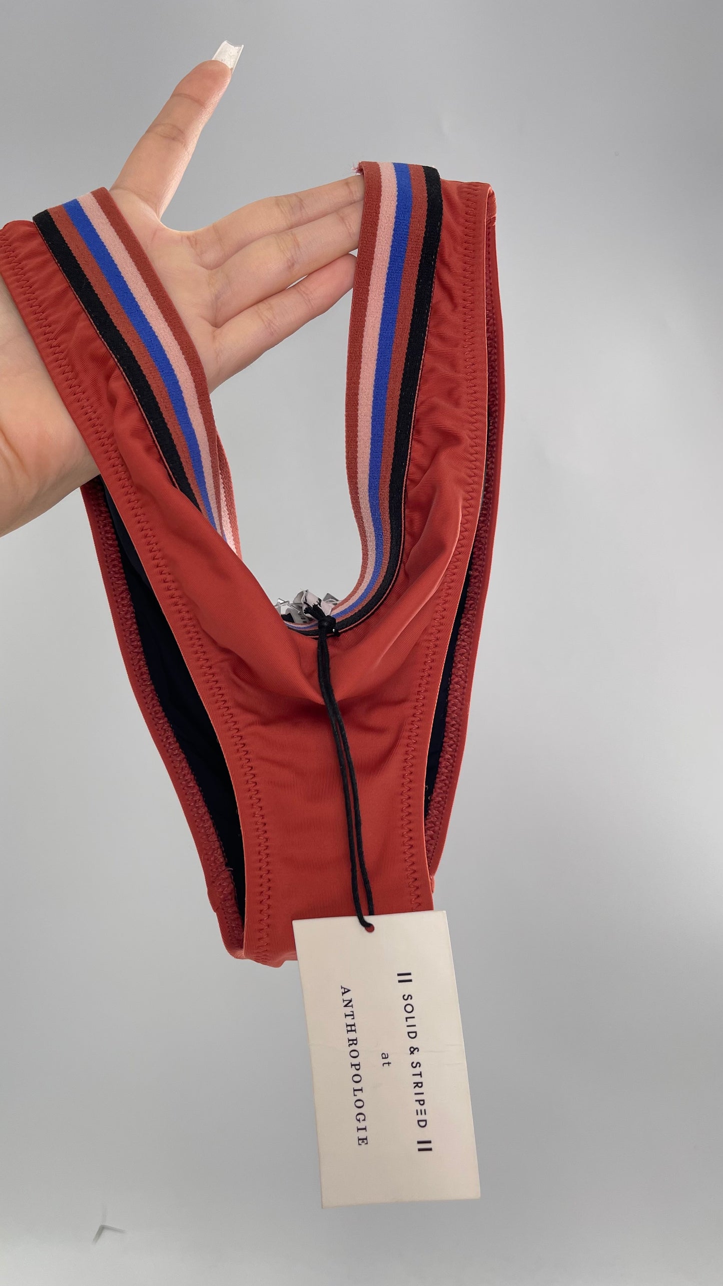 Anthropologie Brick Swim Bottoms with Striped Elastic Waistband with Tags Attached (Large)