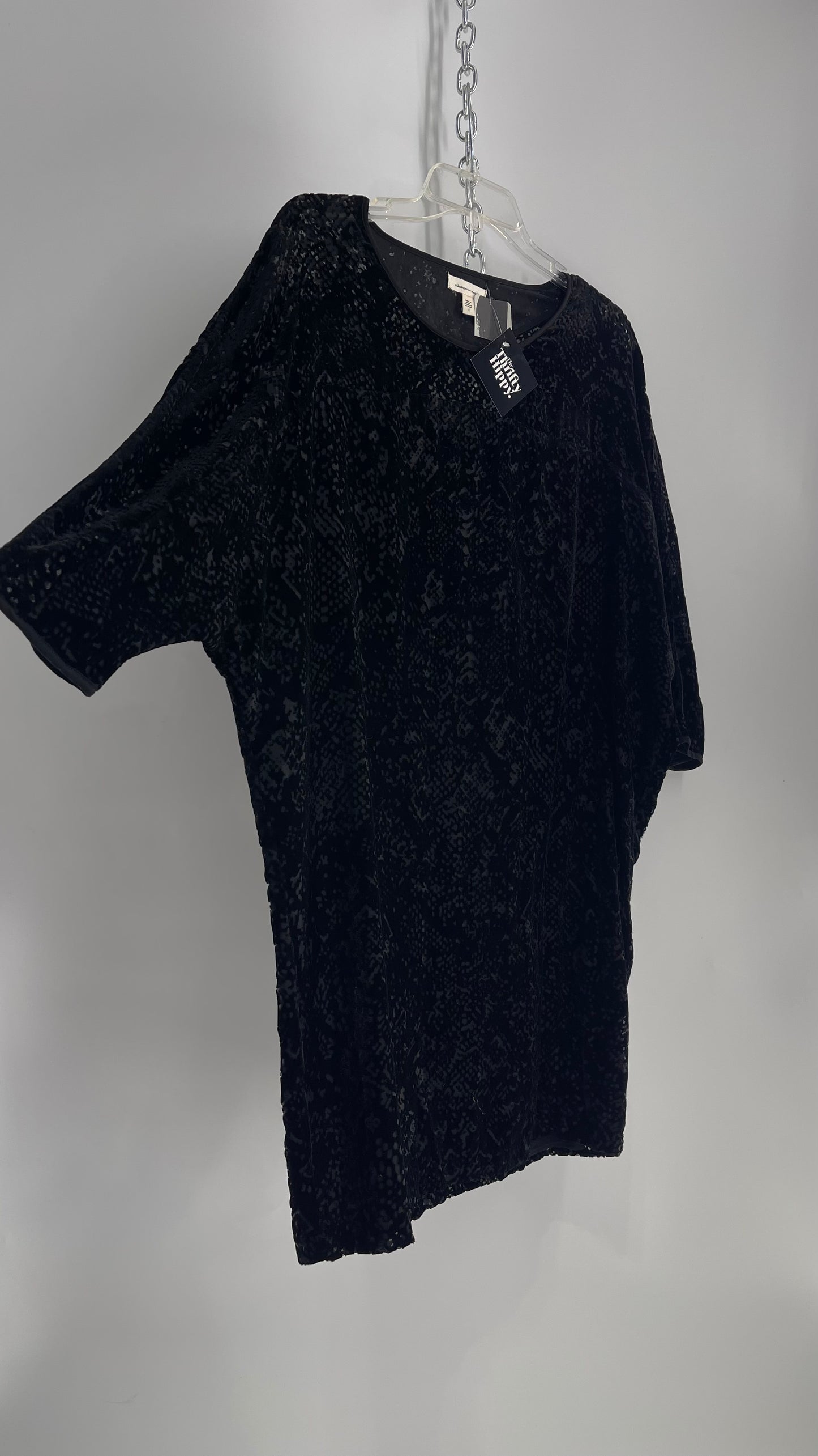 Silence + Noise Urban Outfitters Black Textured Velvet Dress with Open Back Detail and Tags Attached (Medium)