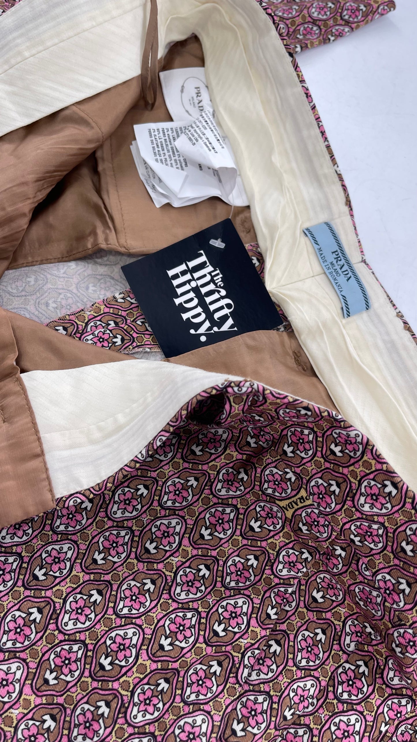 Vintage PRADA Trouser Brown Pink 1970s Style Pattern (28)