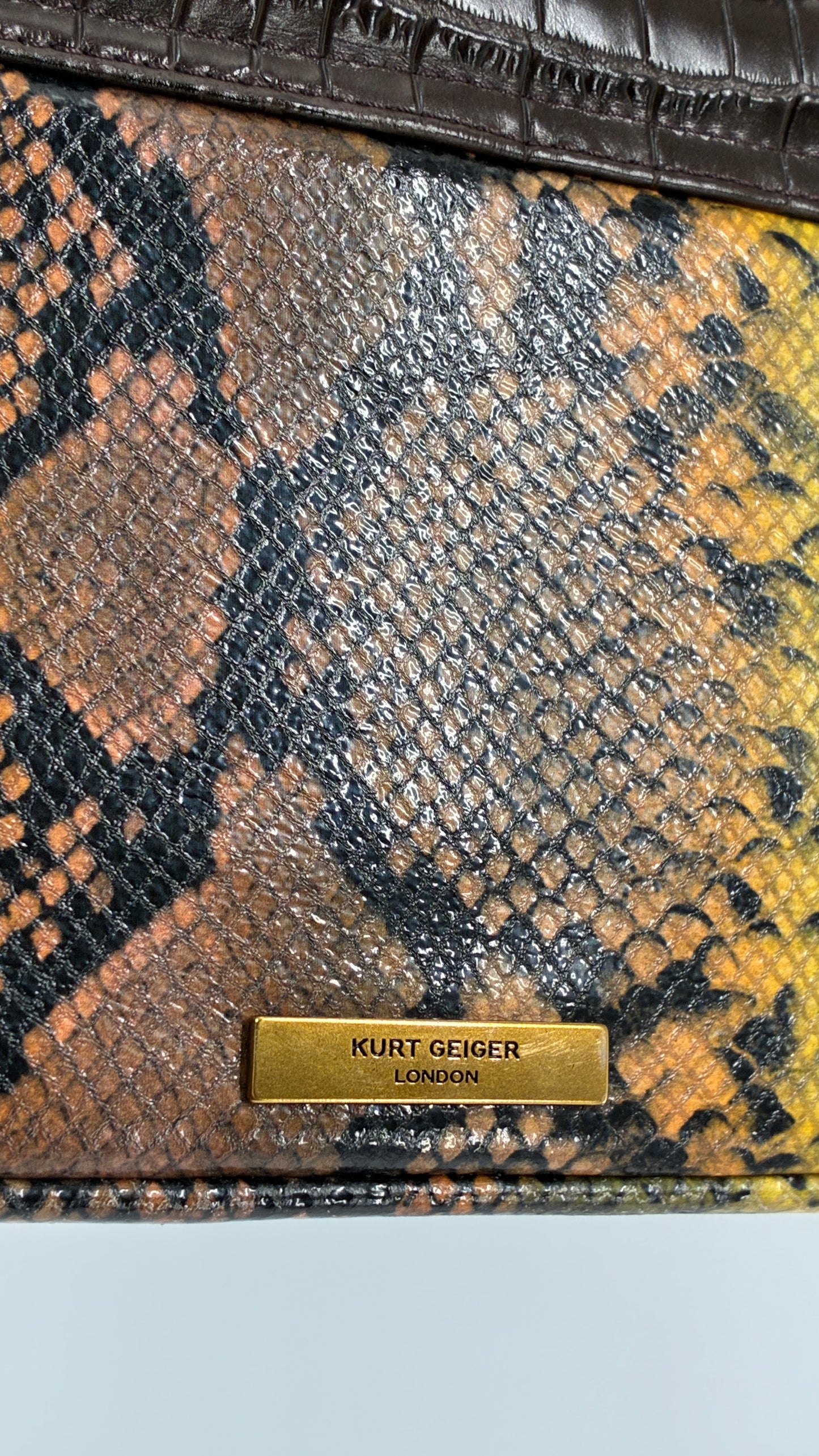 KURT GEIGER London Kensington Croc and Python Embossed Leather Crossbody Bag