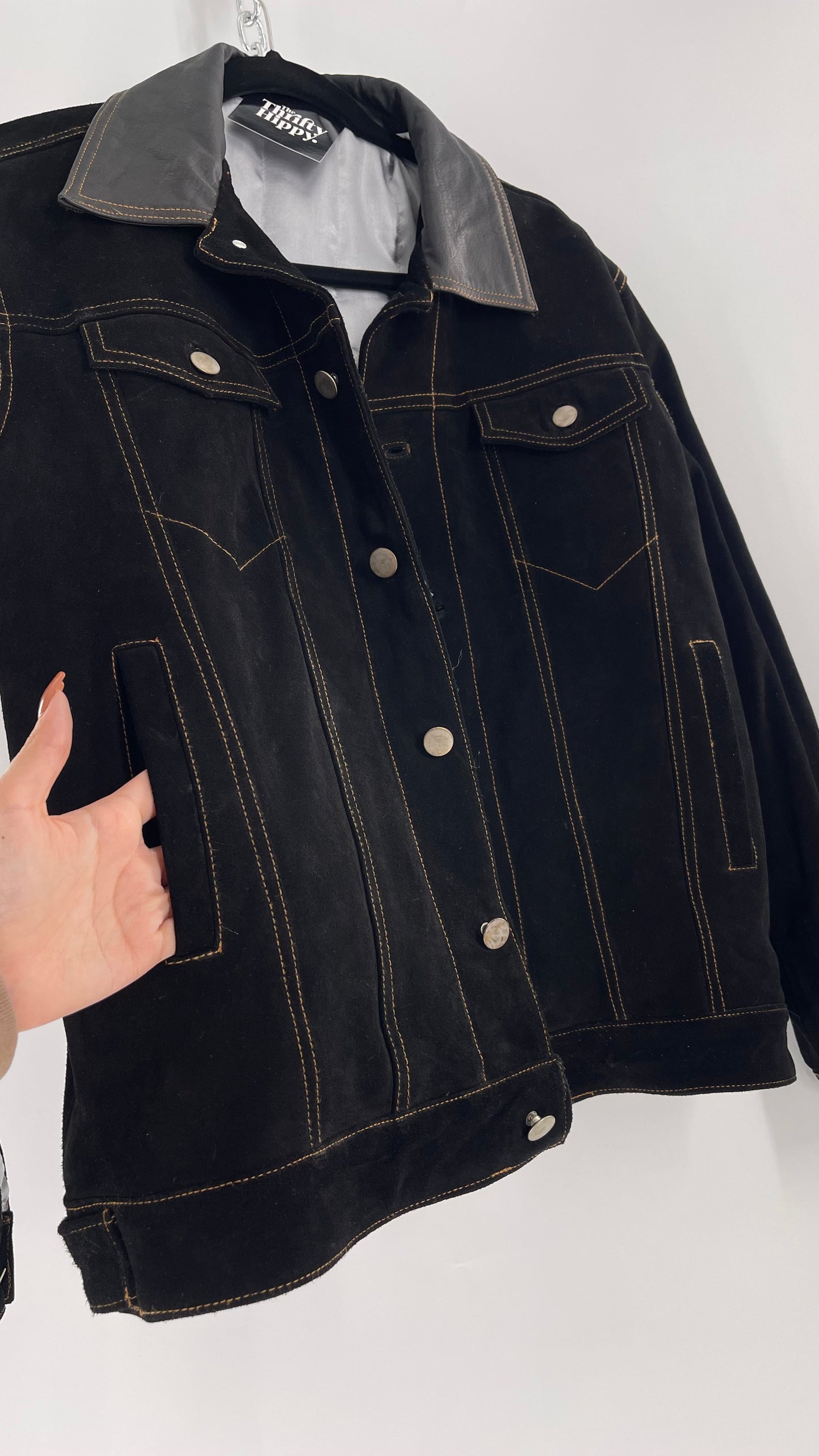 Vintage Extreme Black Suede Heavy Duty Cinematic Jacket (Medium)