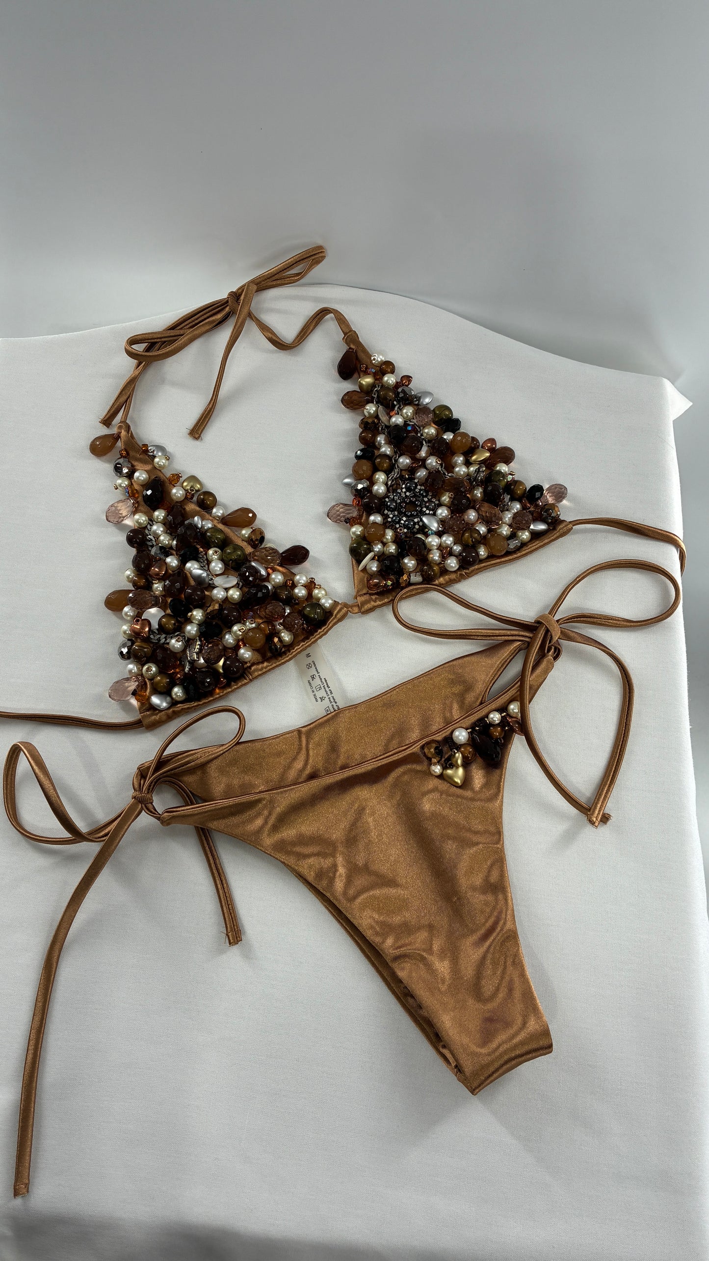 Handmade, Bronze and Beaded Swimsuit (Medium)