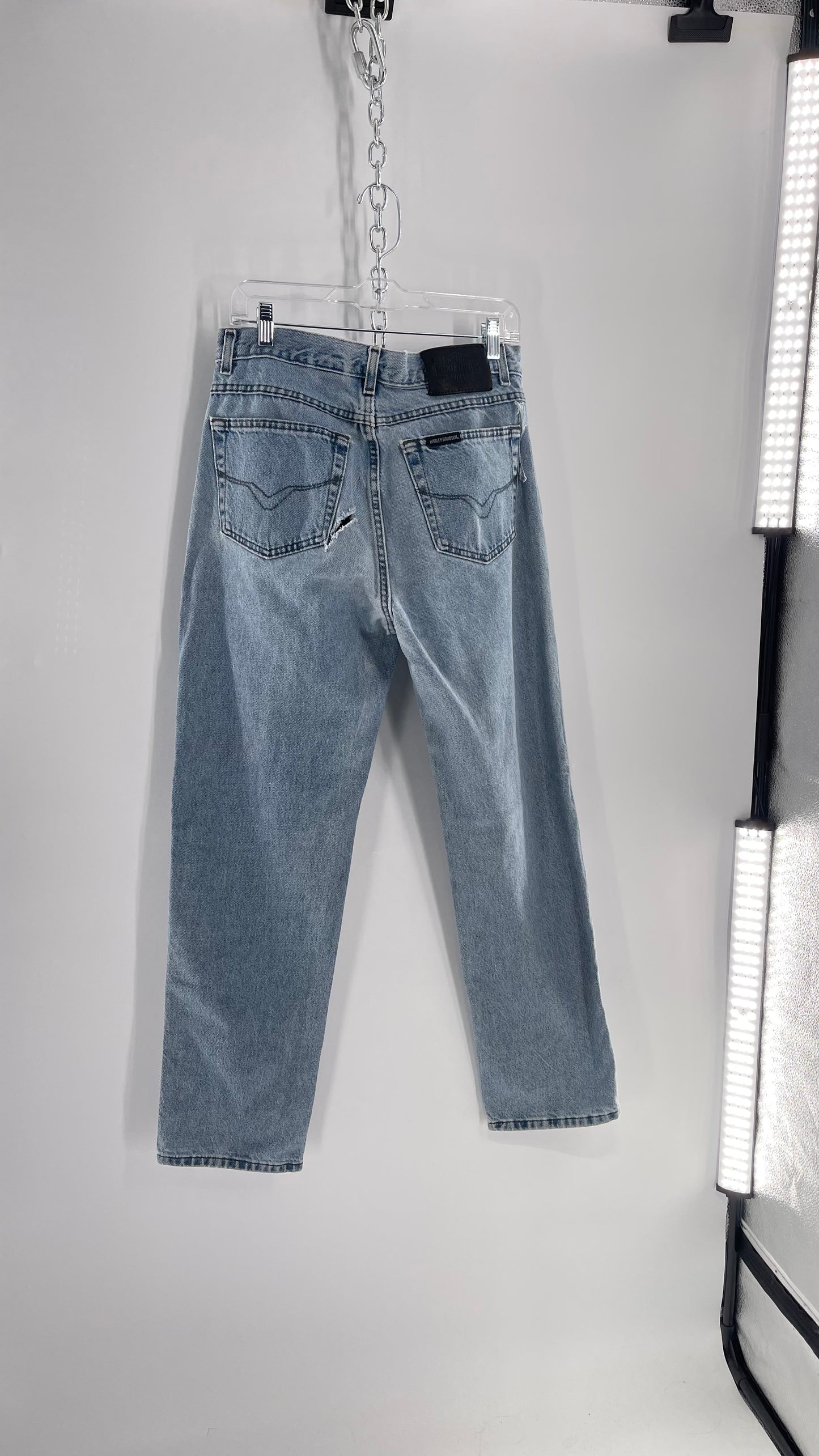 Harley Davidson Light Wash Straight Legs with Tears/ Distressing (31/32)